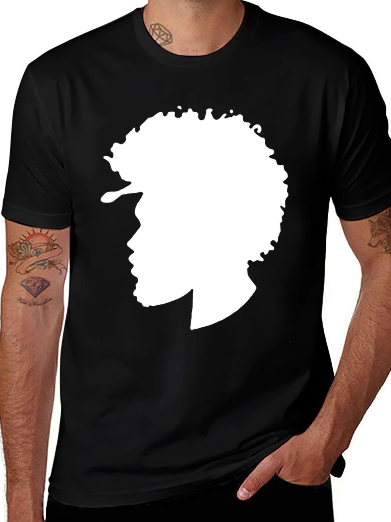 Variant 13 of Afro Silhouette Graphic Tee - Stylish Black T-Shirt