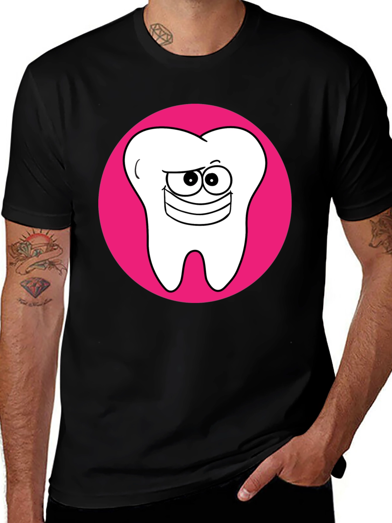 Funny Tooth Graphic Black T-Shirt