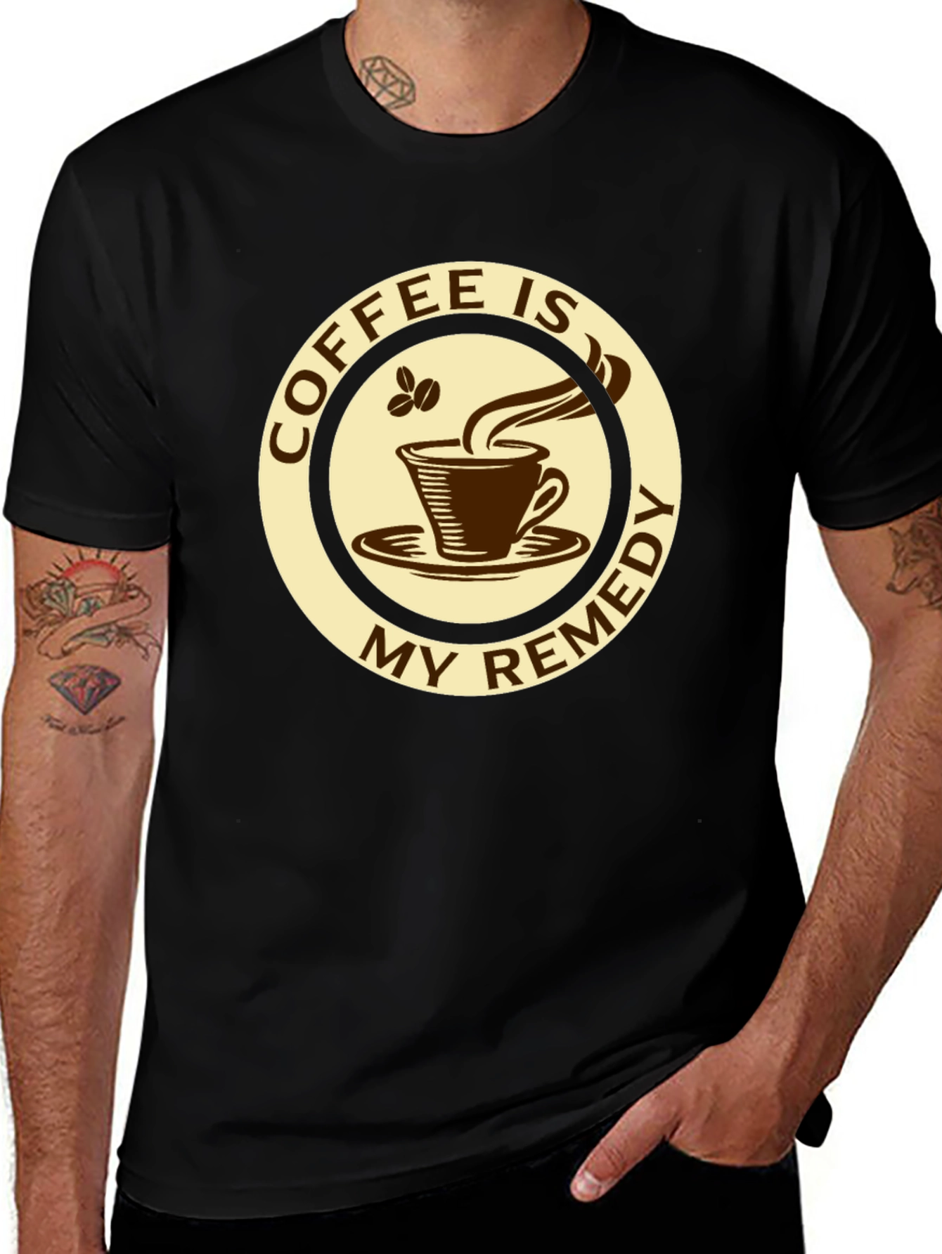 Variant 18 of Coffee Is My Remedy Black Graphic Tee