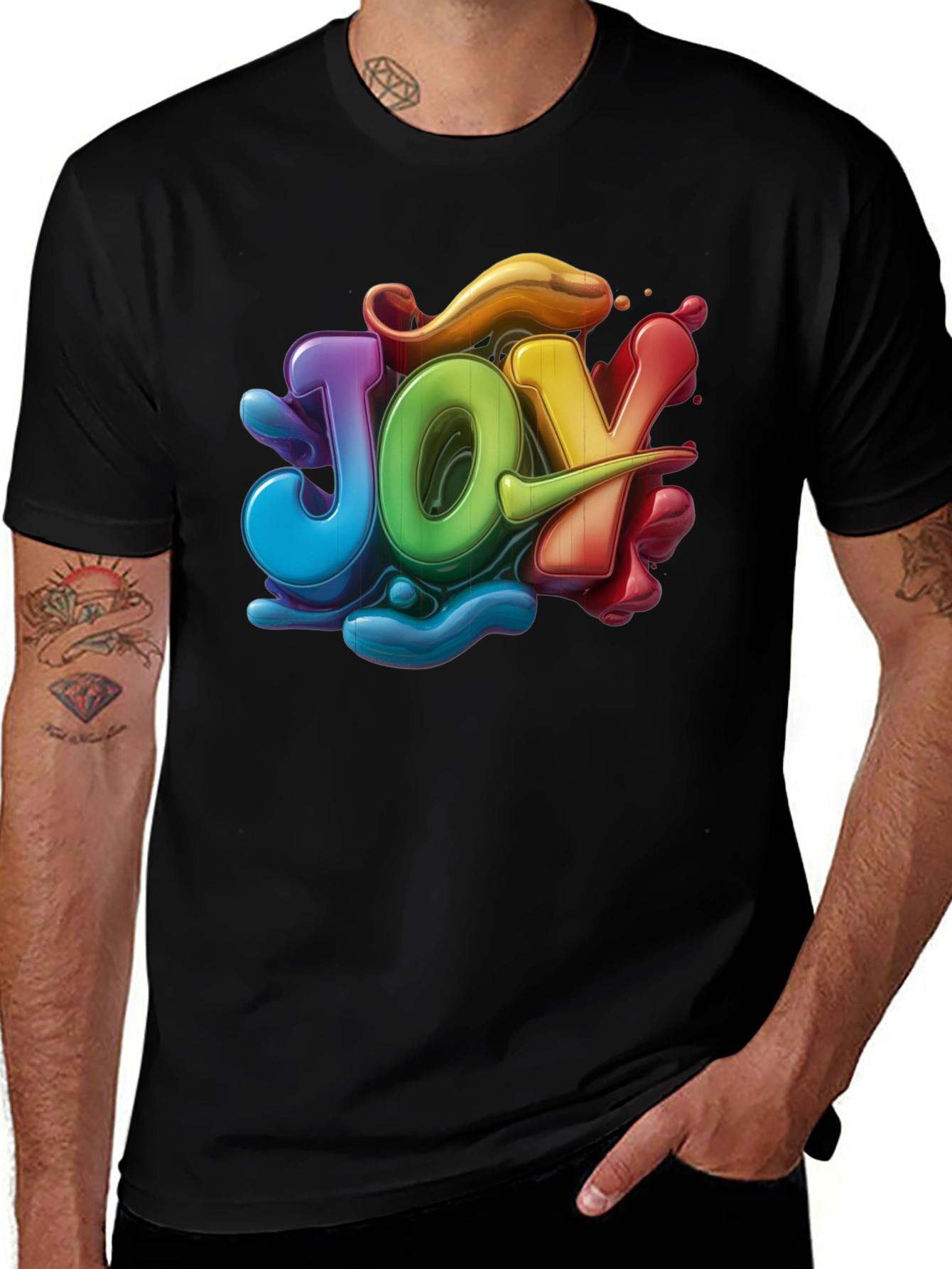 Variant 4 of Joyful Rainbow Graphic Tee - Black Unisex T-Shirt