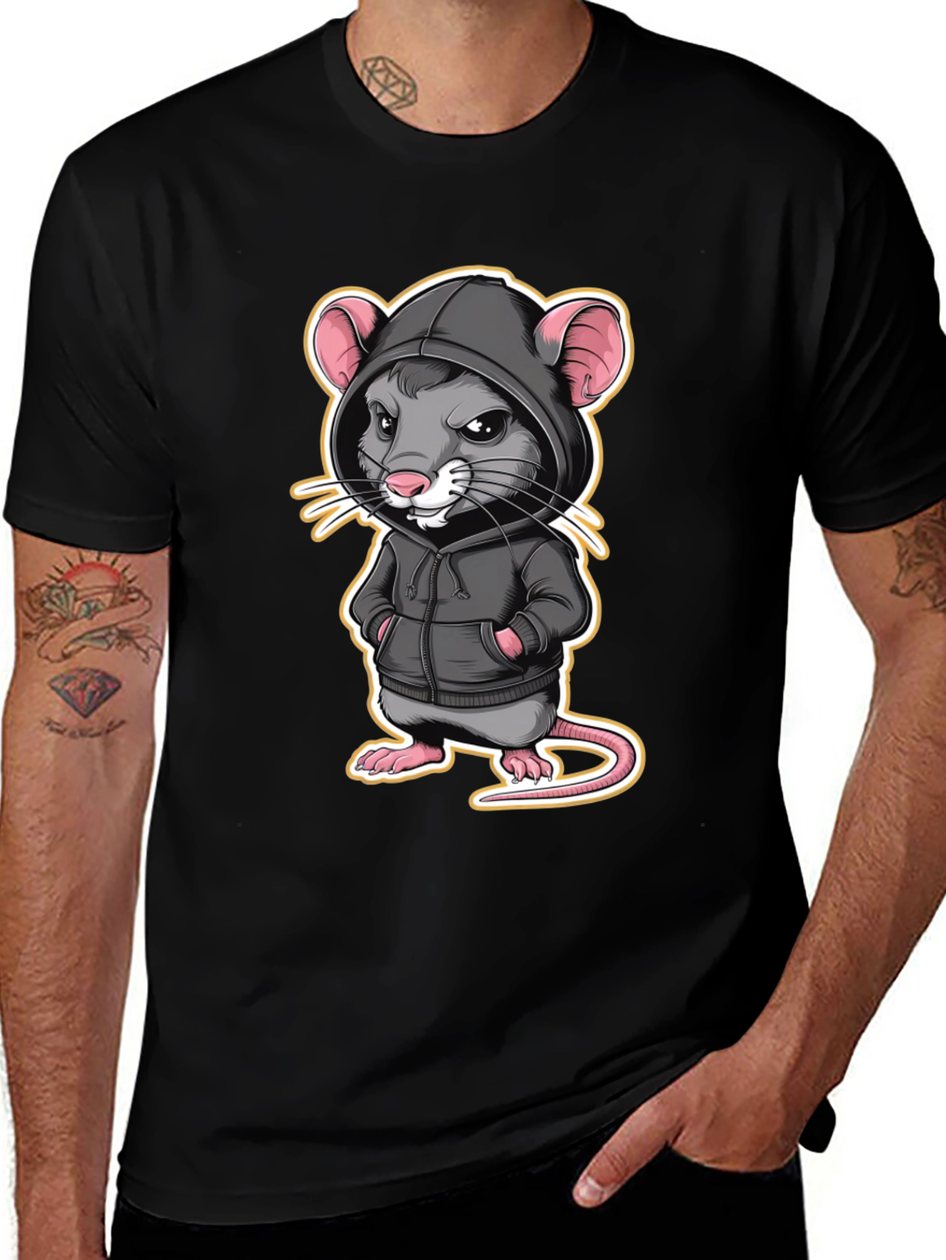 Variant 8 of Rat in Hoodie T-Shirt - Urban Style Tee