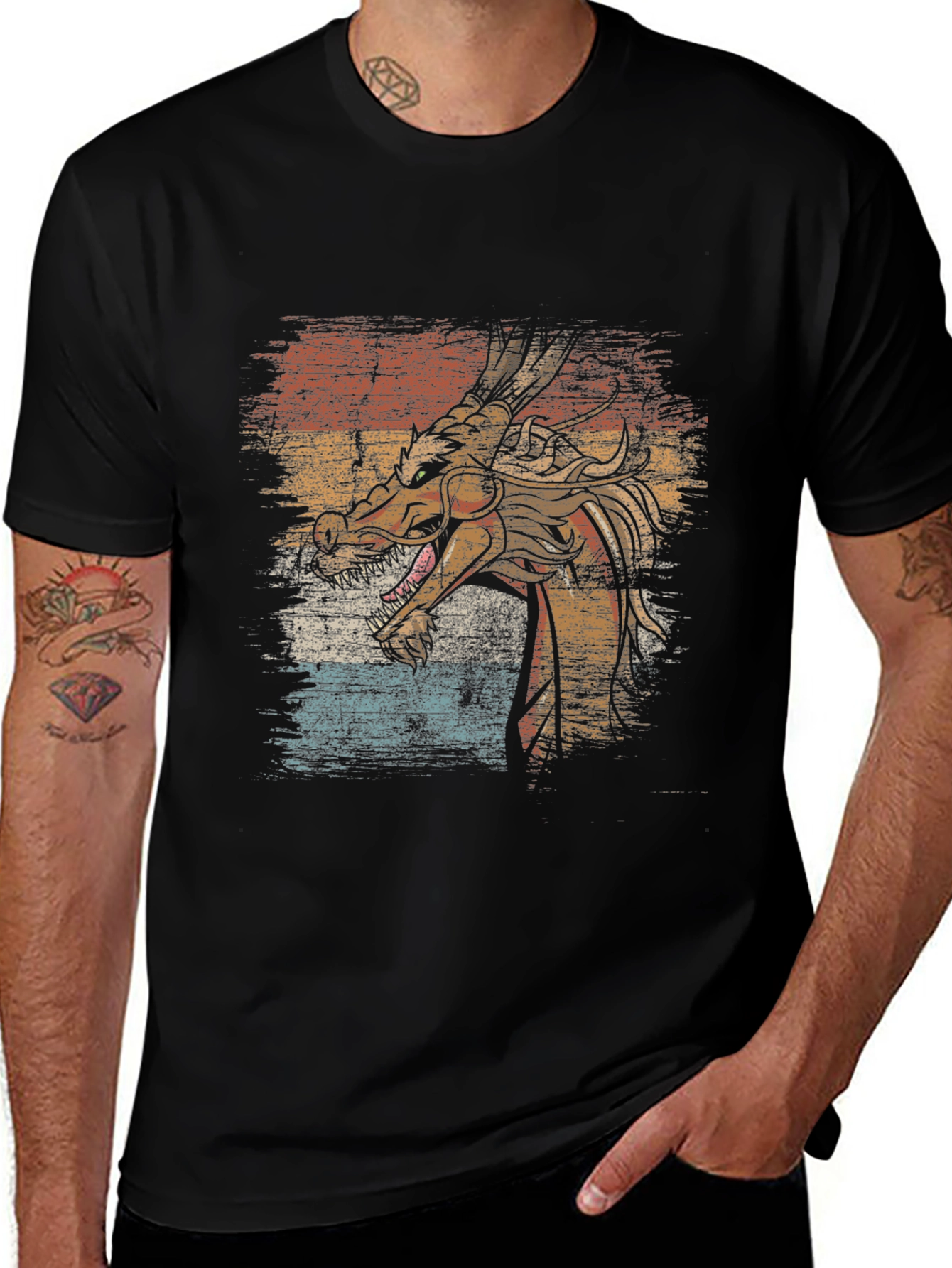 Variant 18 of Retro Dragon Graphic Tee - Vintage Style T-Shirt
