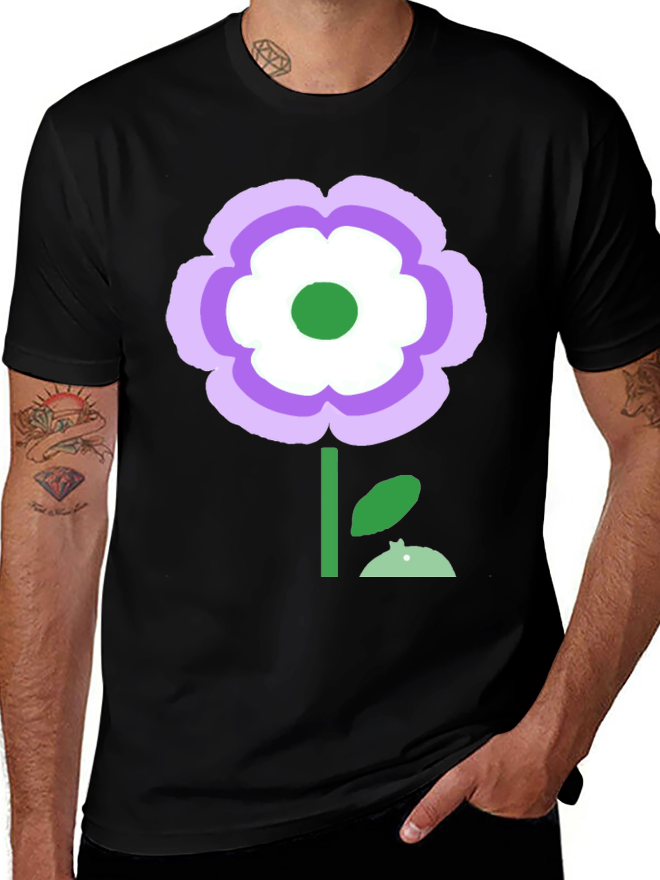 Variant 26 of Floral Graphic Tee - Black Cotton Comfort
