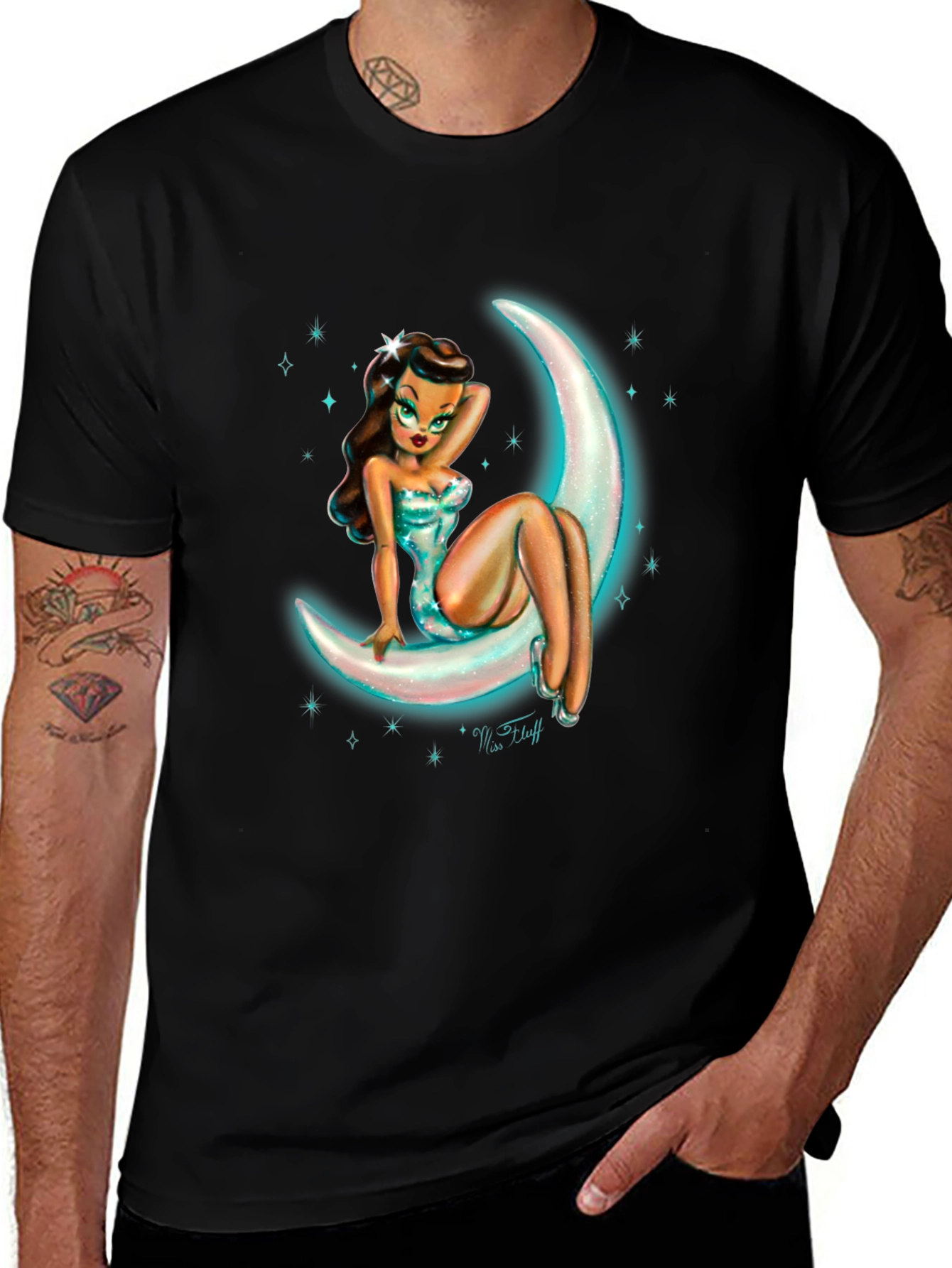 Variant 6 of Moon Goddess Graphic Tee - Black Cotton T-Shirt