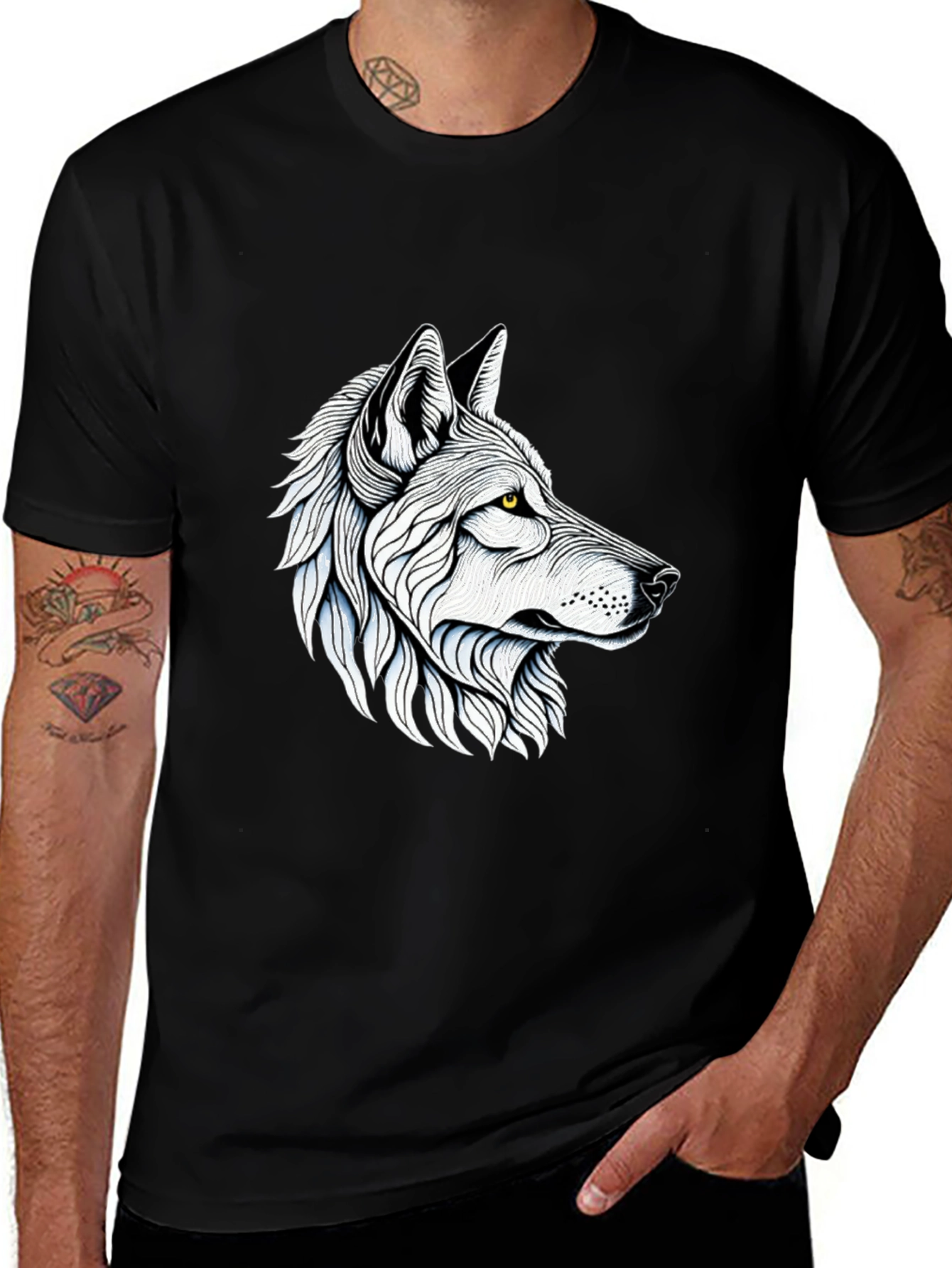 Wolf Graphic Black T-Shirt - Animal Lover Apparel