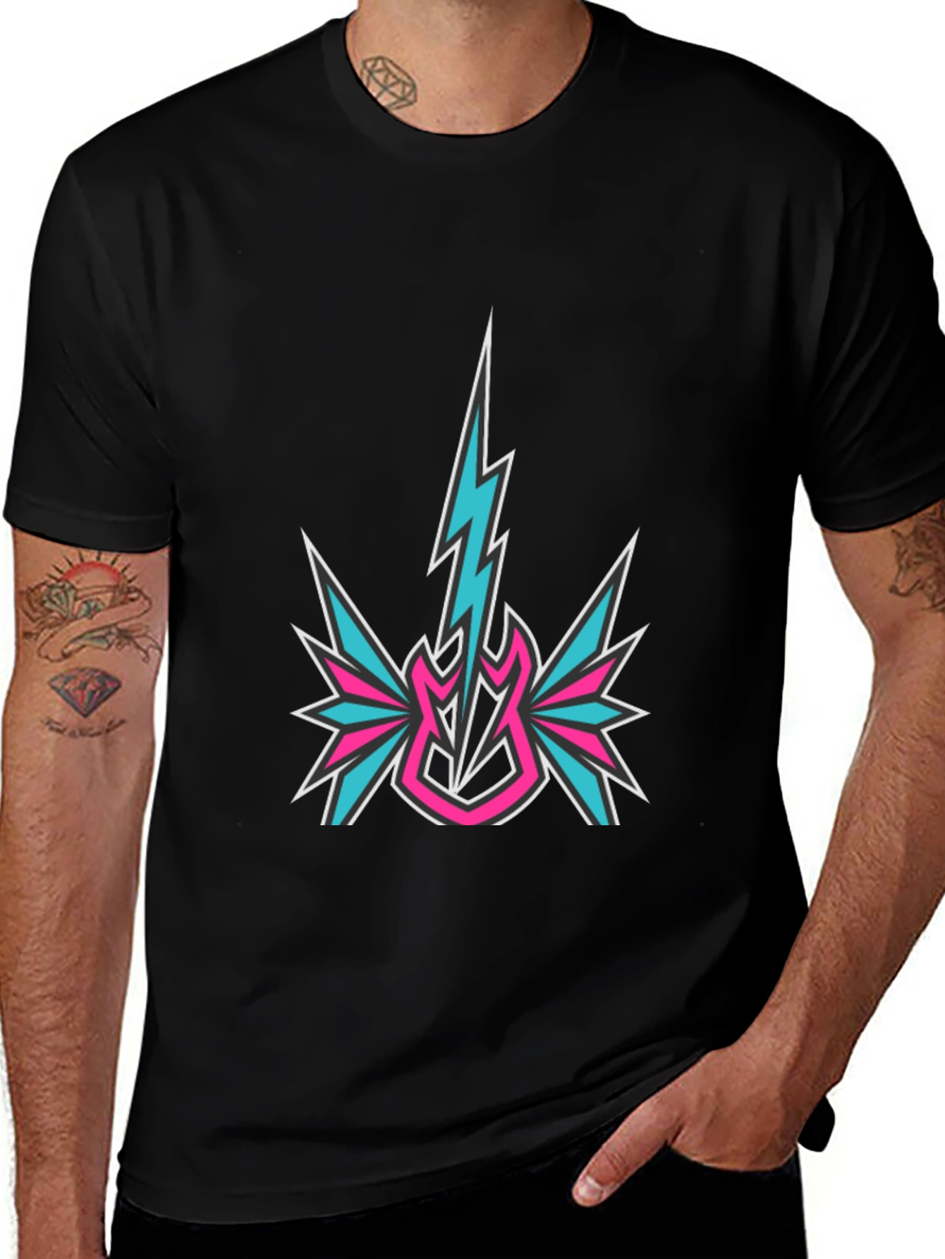 Electric Guitar Lightning Bolt Graphic T-Shirt