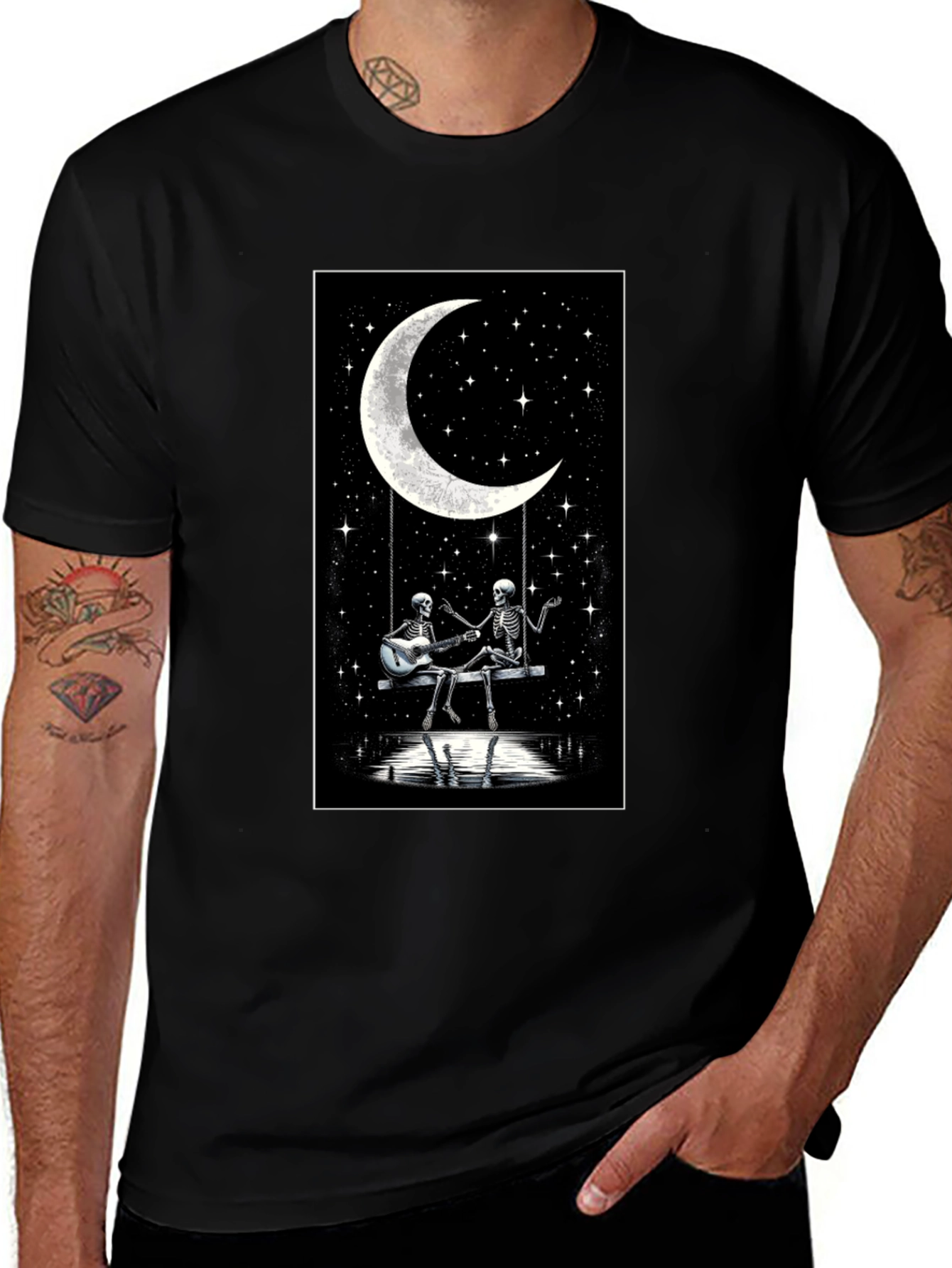 Variant 9 of Moonlight Serenade Tee: Skeleton Musicians on Swing