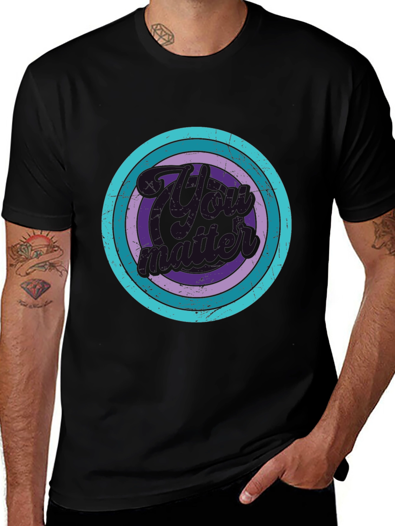 Variant 10 of Retro Circle Graphic Black T-Shirt