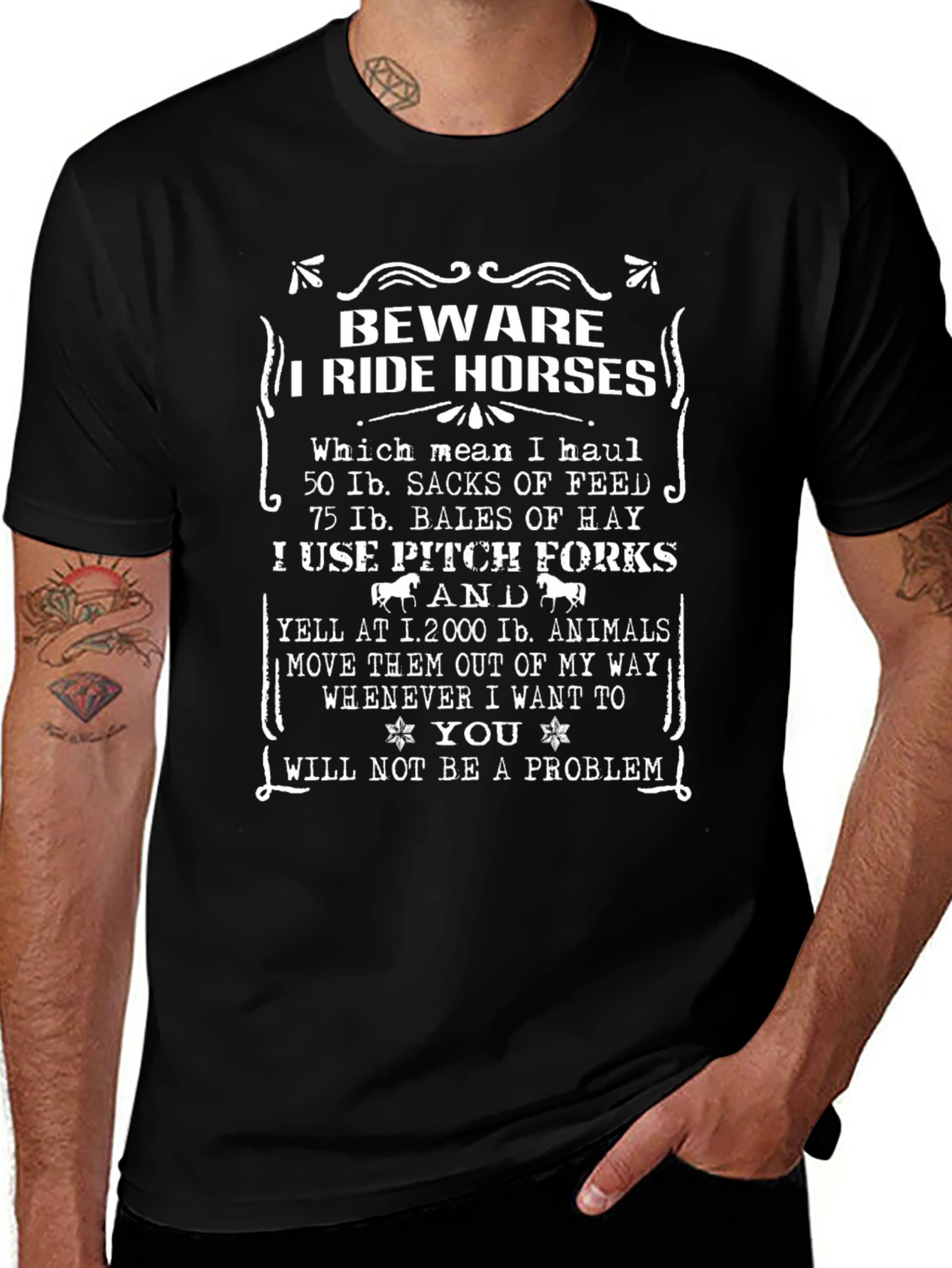 Variant 27 of Beware I Ride Horses Graphic T-Shirt