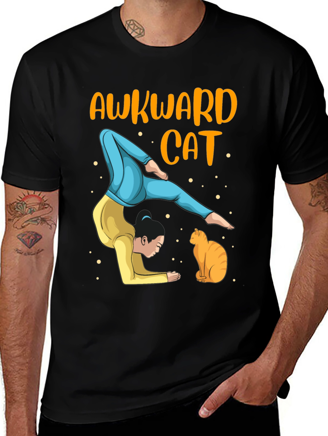 Variant 21 of Awkward Cat Yoga T-Shirt - Men's Graphic Tee