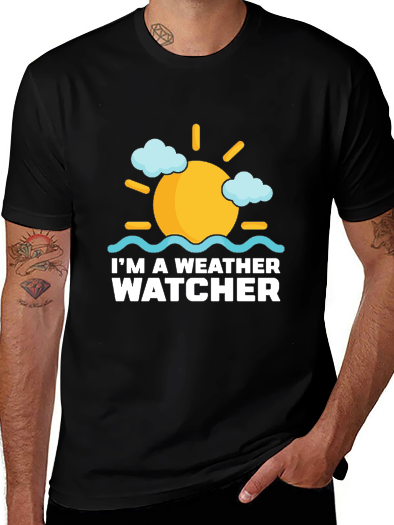 Variant 21 of Weather Watcher Graphic Tee - Black Cotton T-Shirt