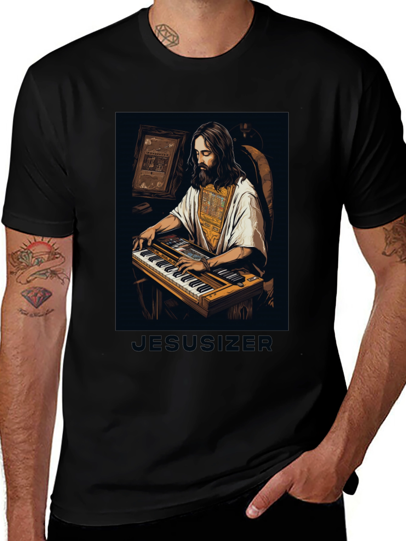 Variant 13 of Jesusizer Keyboardist Graphic Tee