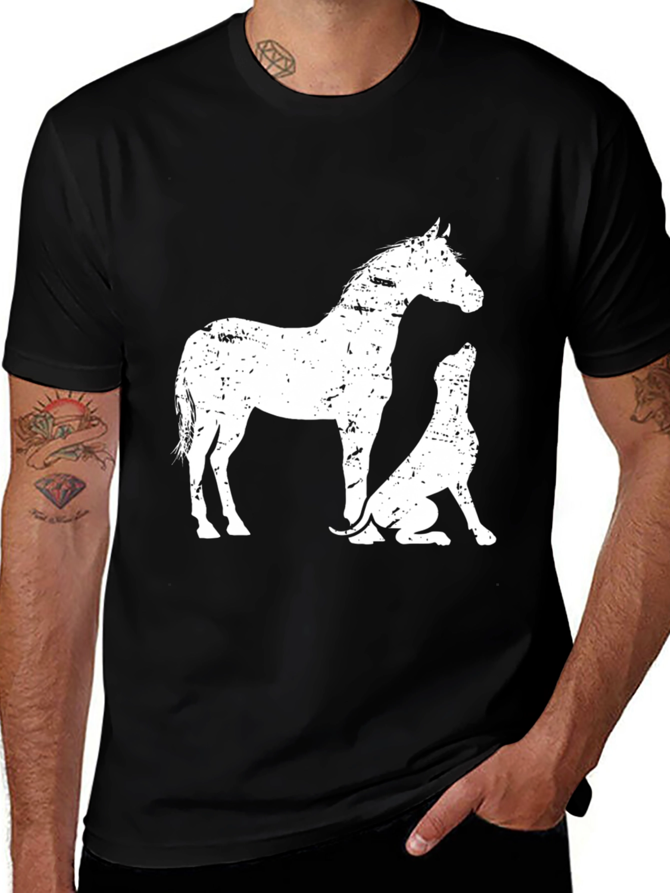 Variant 2 of Horse and Dog Graphic Tee - Unisex Black T-Shirt