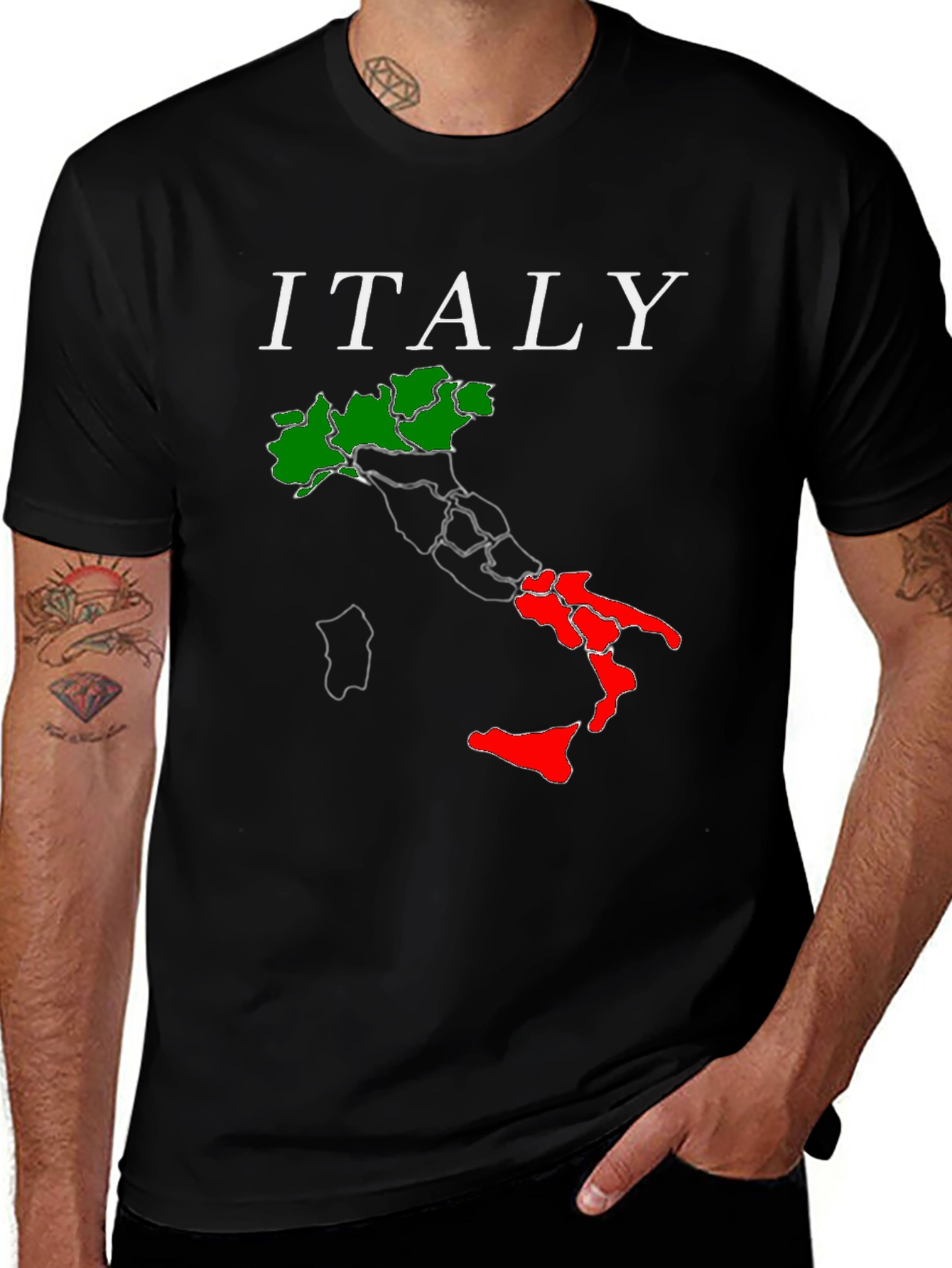 Italy Map Graphic T-Shirt - Black Tee