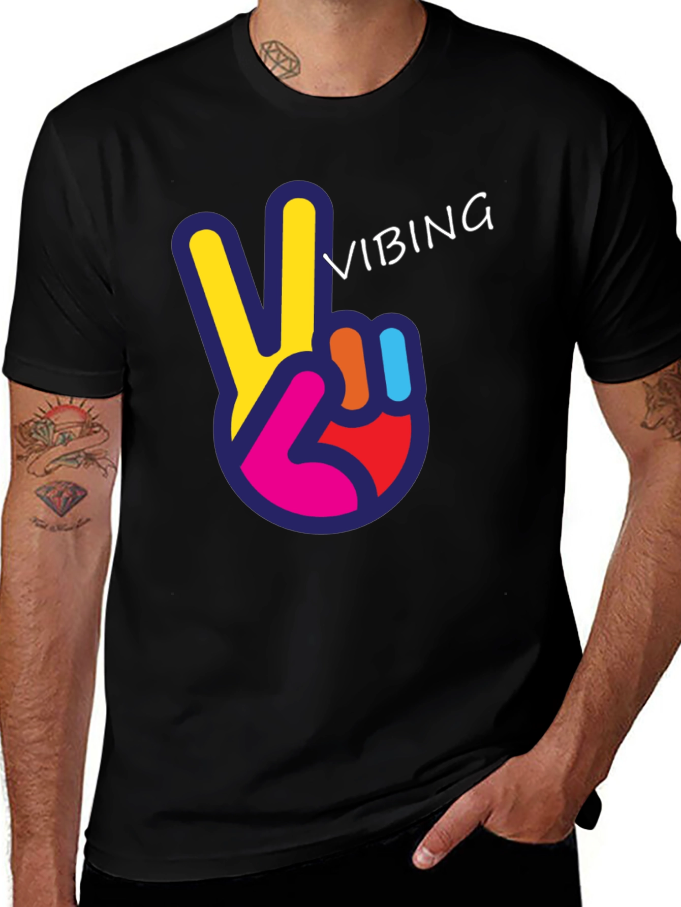 Variant 14 of Vibing Peace Sign Graphic Tee