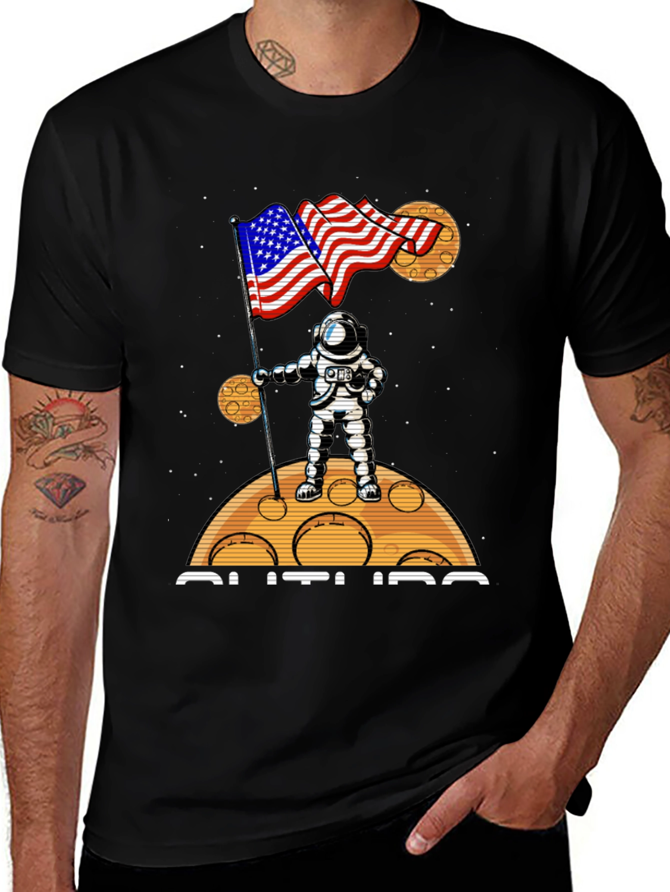 Astronaut American Flag Graphic T-Shirt