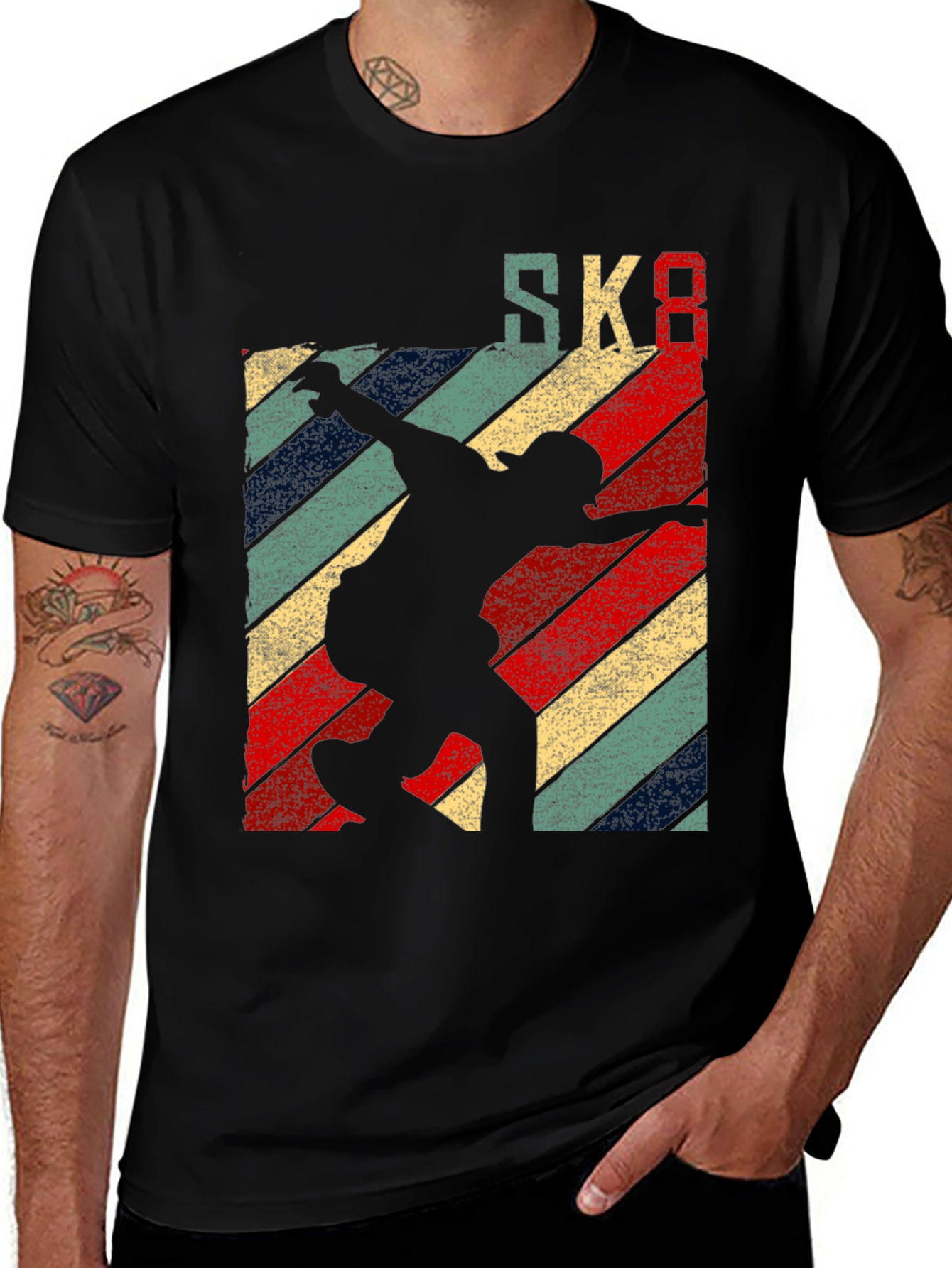 Variant 15 of Retro SK8 Skateboard T-Shirt Black