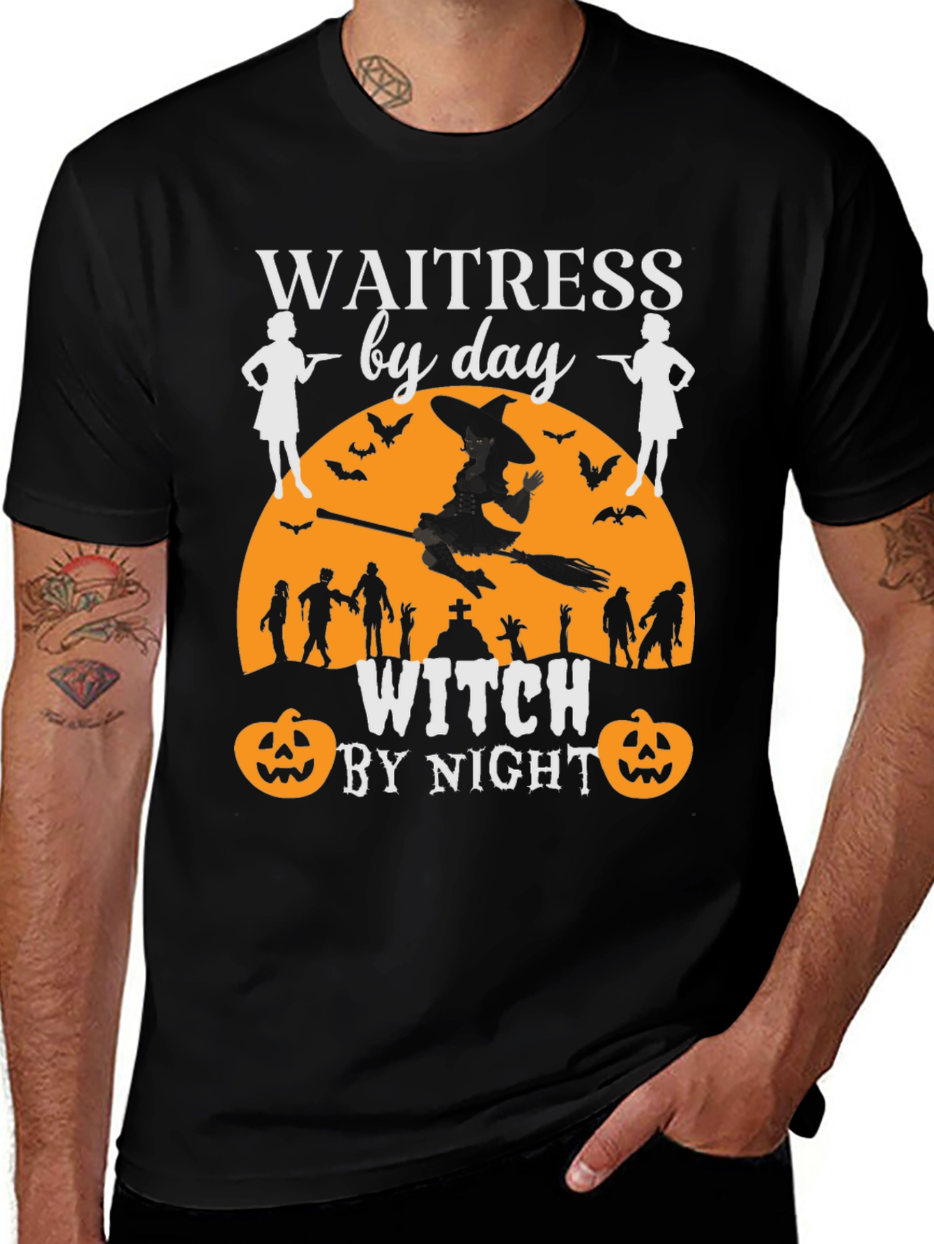 Waitress by Day, Witch by Night Halloween T-Shirt