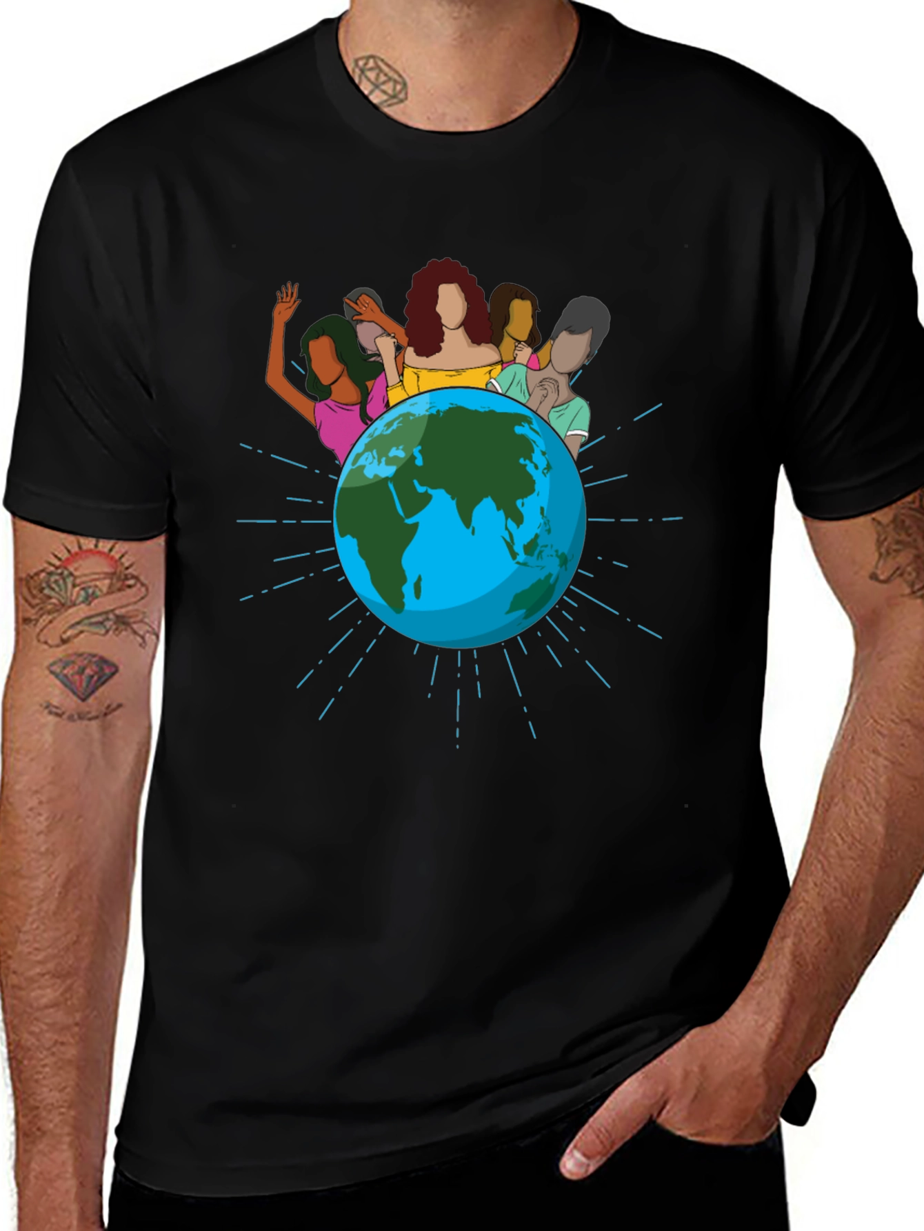 Variant 21 of Global Unity Tee - Earth & Diverse Women Graphic T-Shirt