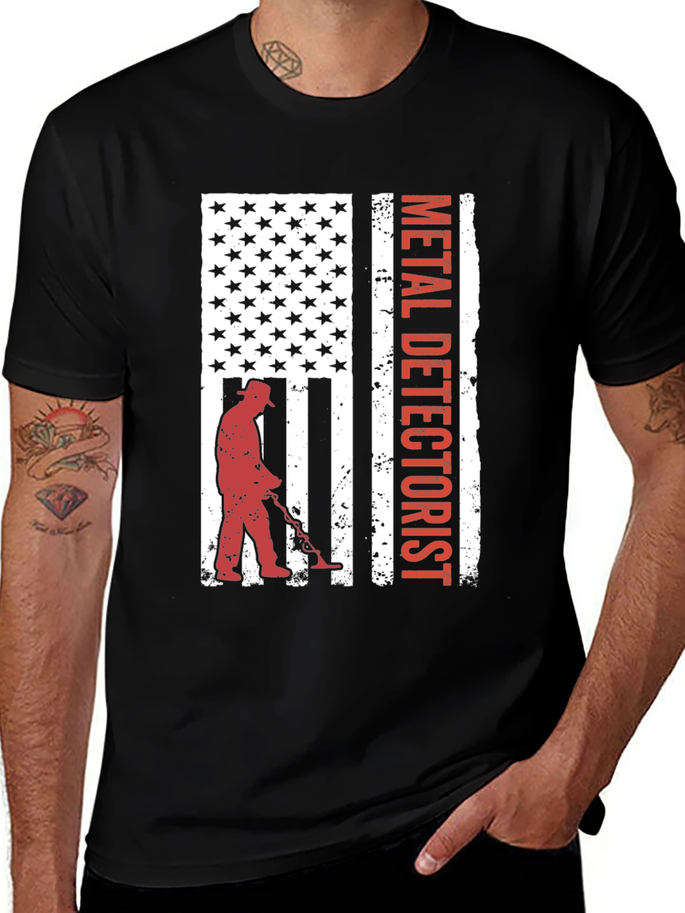 Metal Detectorist Flag Graphic T-Shirt