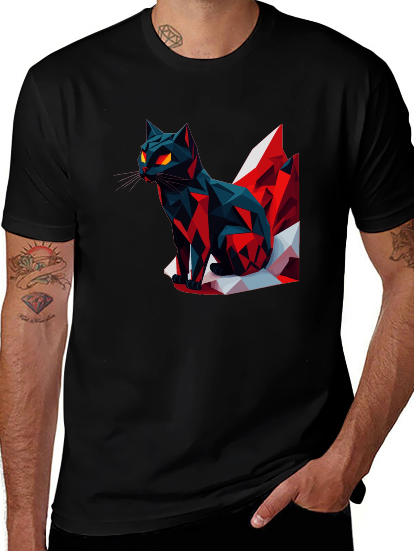 Variant 9 of Geometric Cat Graphic T-Shirt