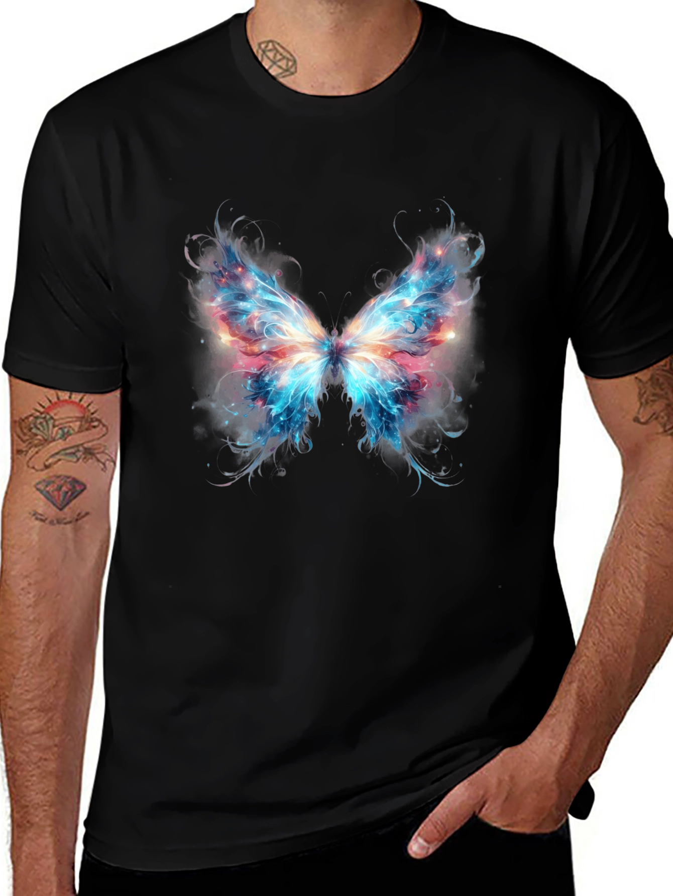 Variant 6 of Butterfly Wings Graphic Black T-Shirt