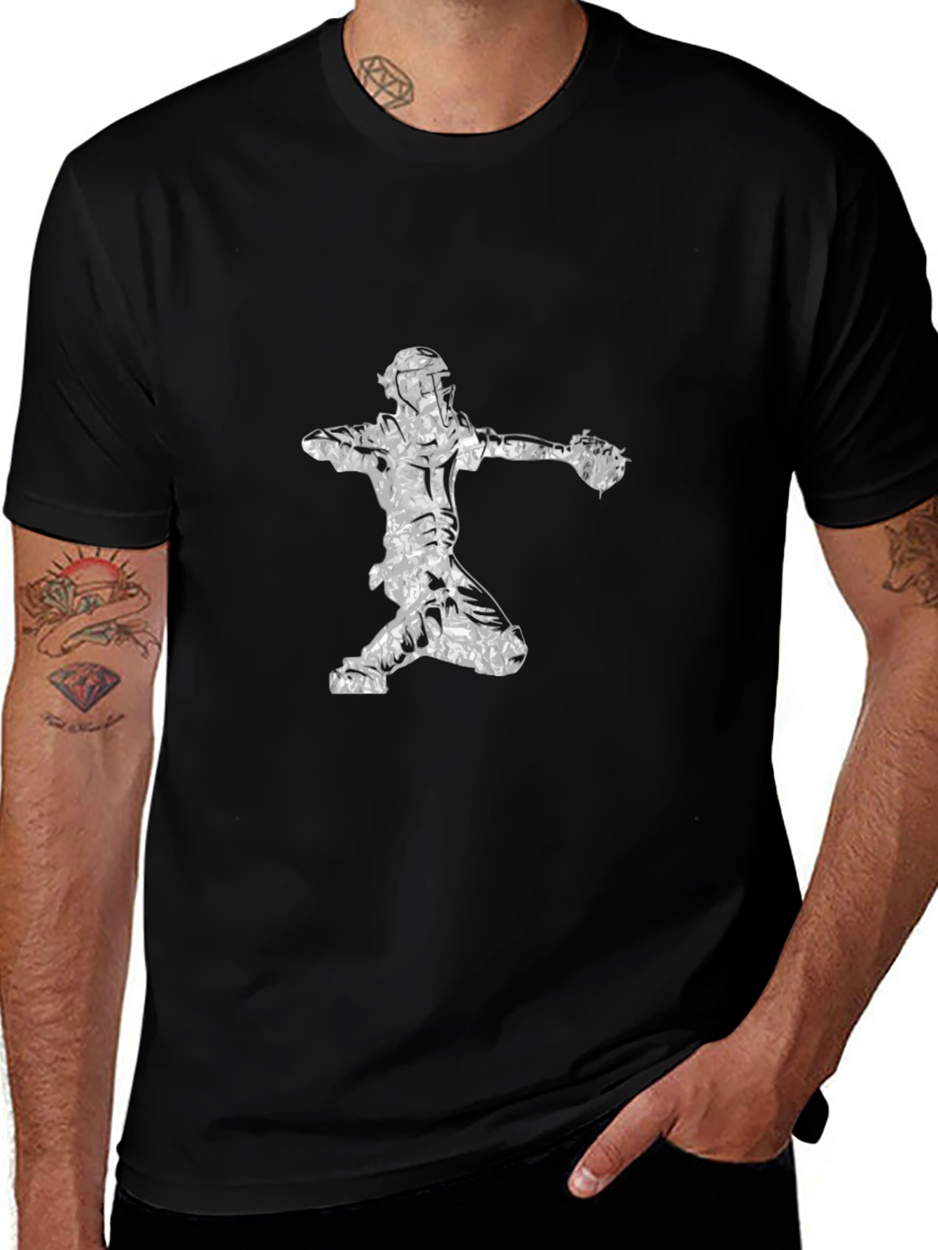 Variant 8 of Black Baseball Catcher Graphic Tee