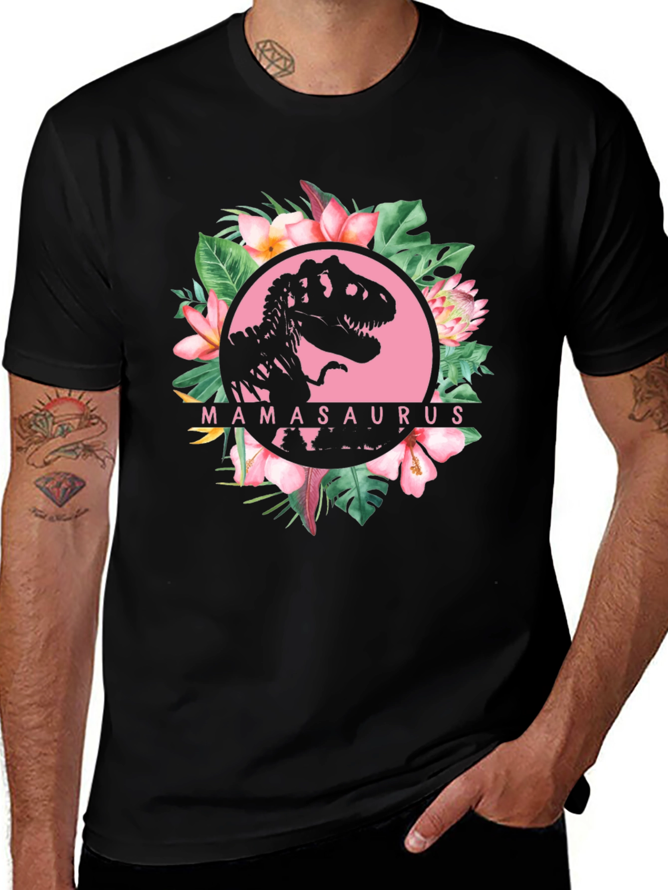Mamasaurus T-Shirt - Dinosaur Floral Design