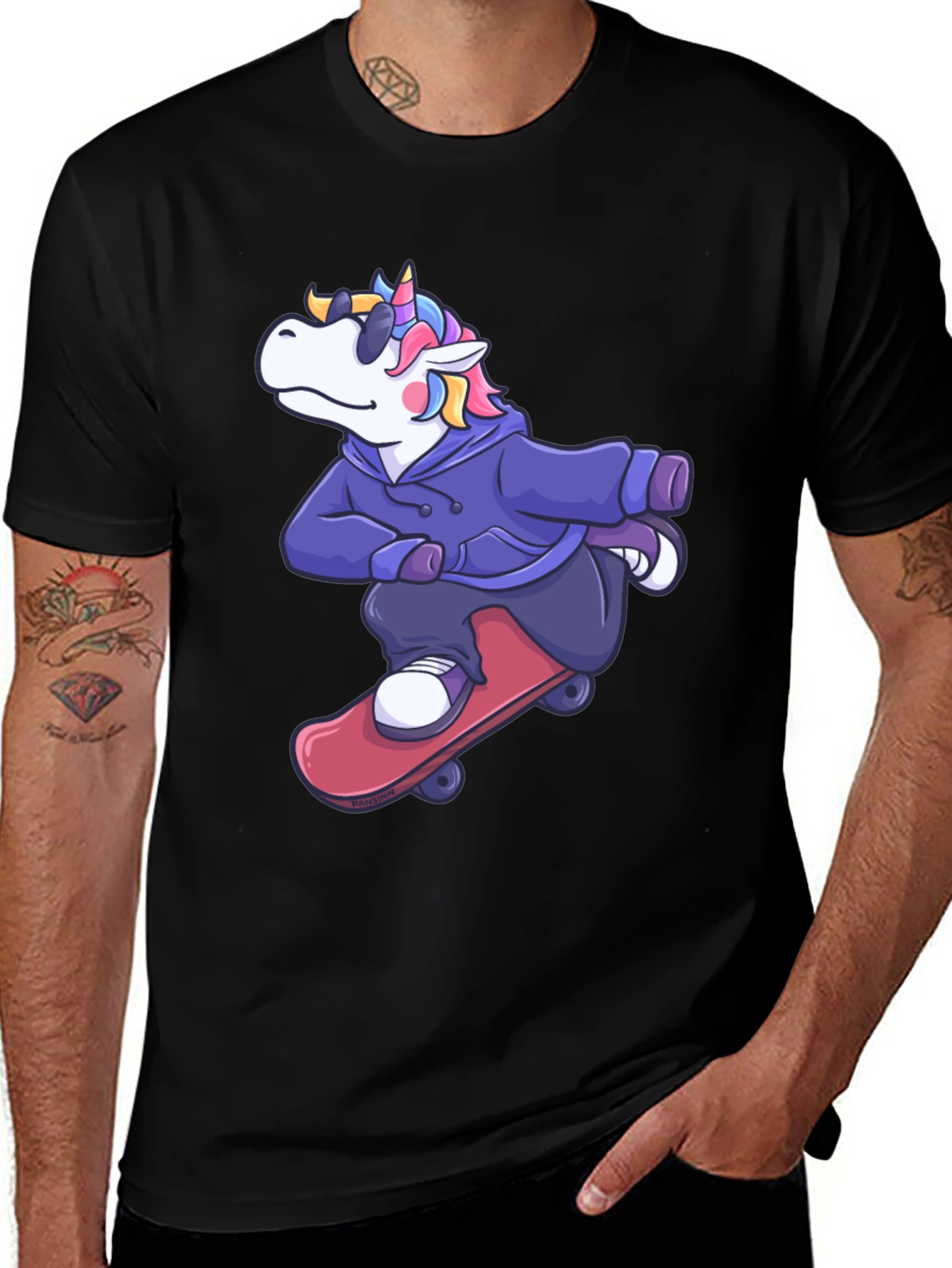 Variant 15 of Skateboarding Unicorn Graphic Tee - Cool & Fun!