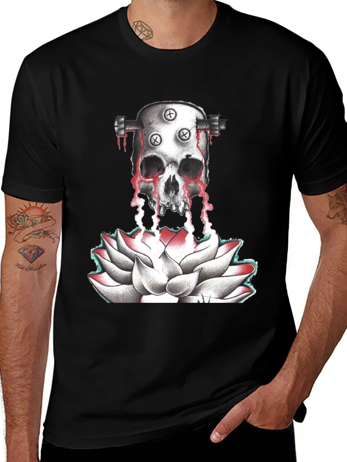 Variant 16 of Skull & Lotus Graphic Tee