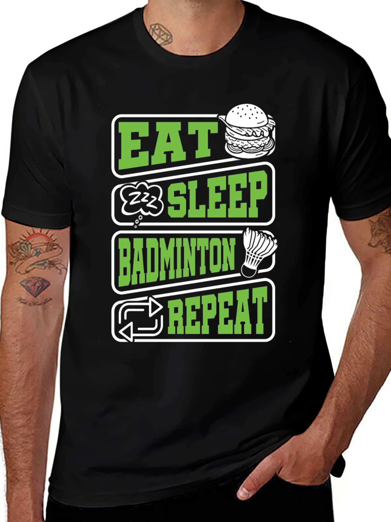 Variant 23 of Eat Sleep Badminton Repeat T-Shirt