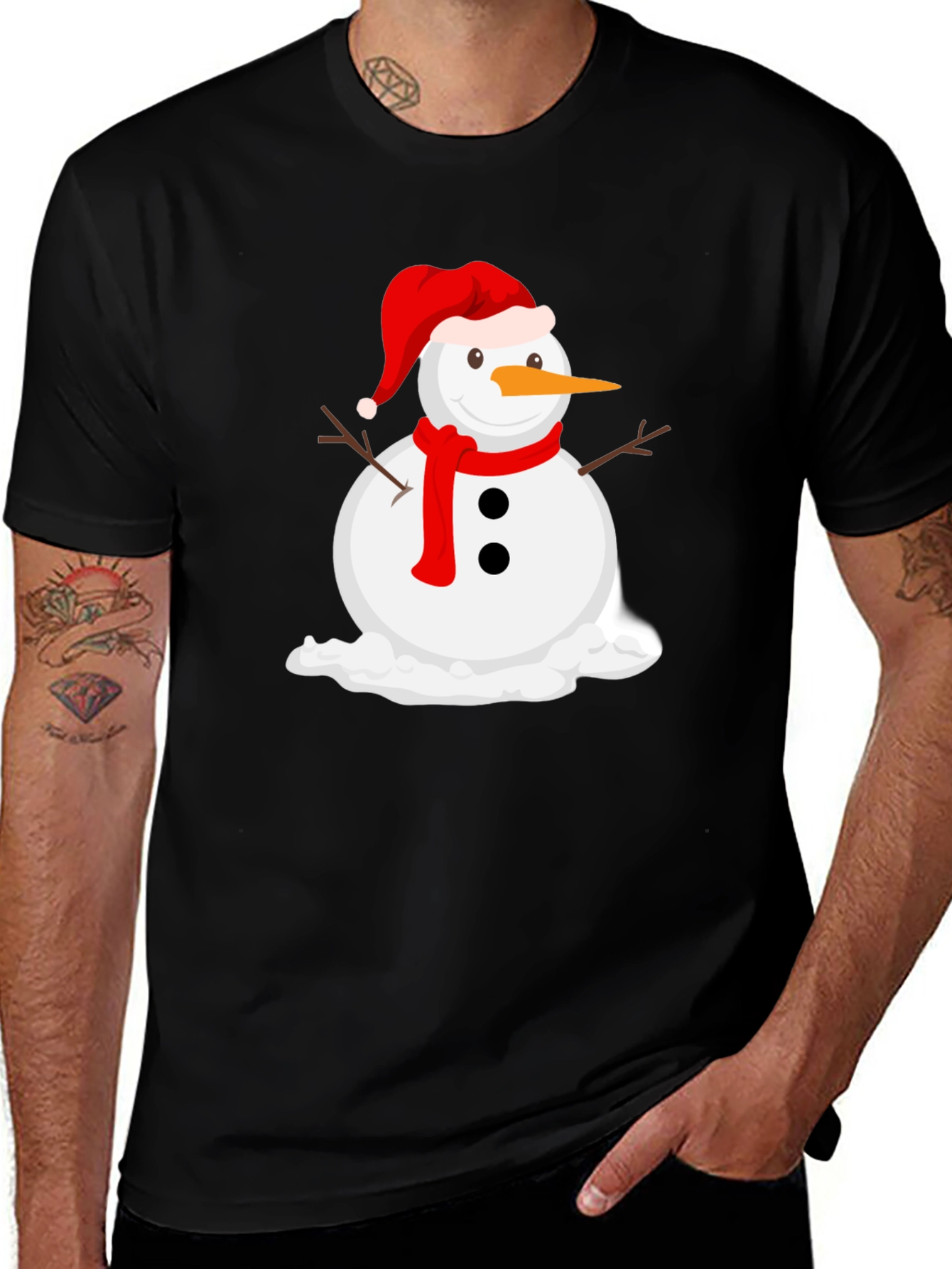 Black Melting Snowman Graphic Tee - Holiday Cheer main image