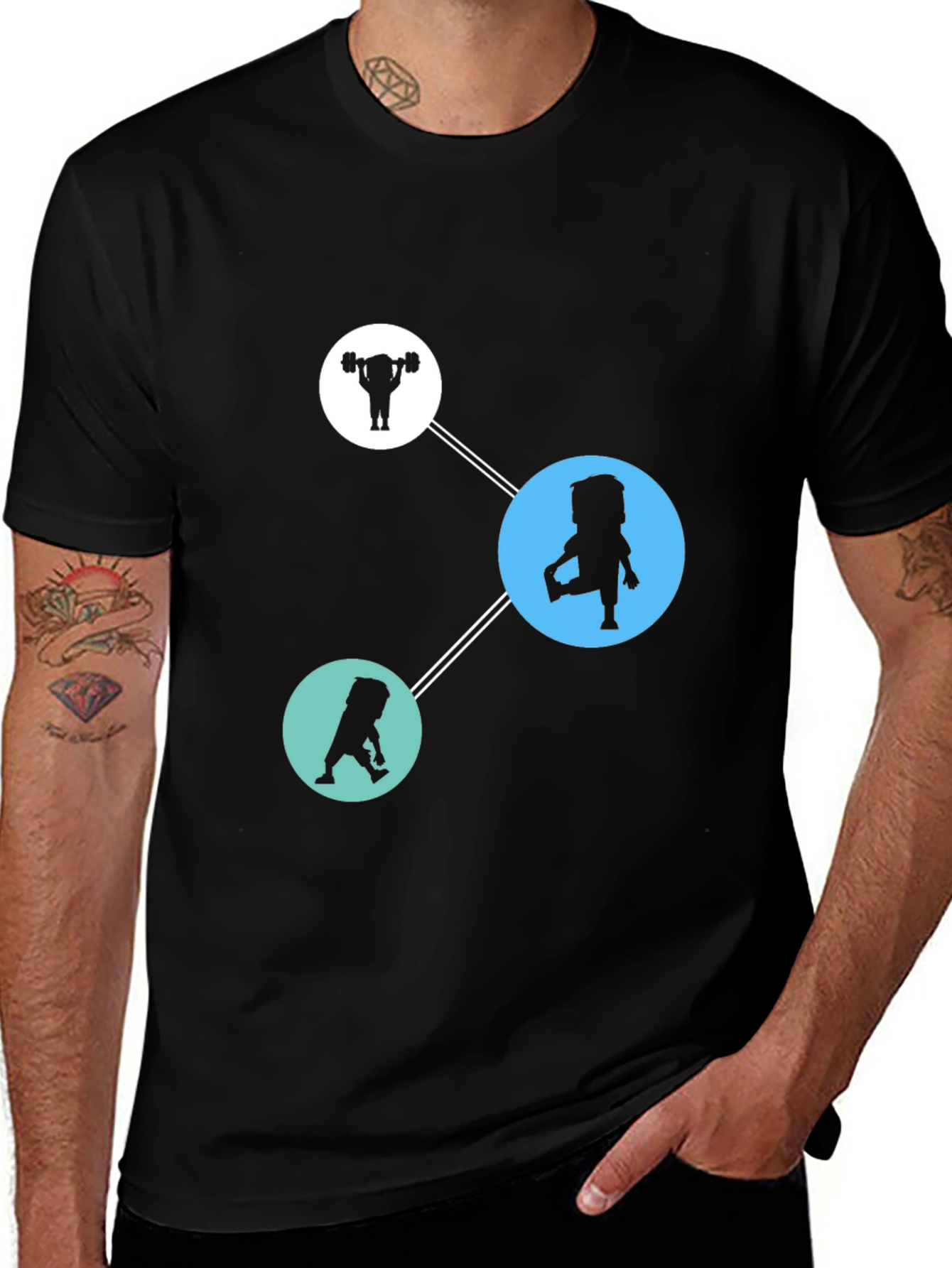 Variant 9 of Workout Silhouette Graphic Black T-Shirt