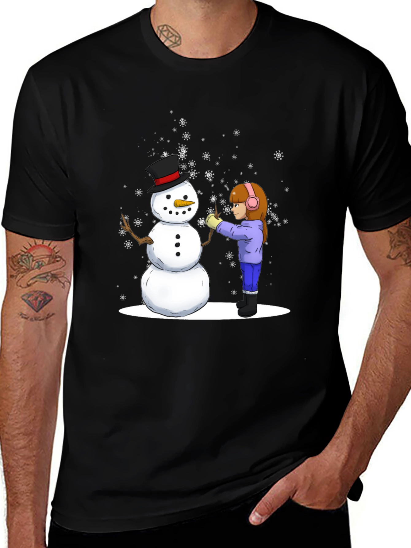 Variant 23 of Winter Snowman Building T-Shirt