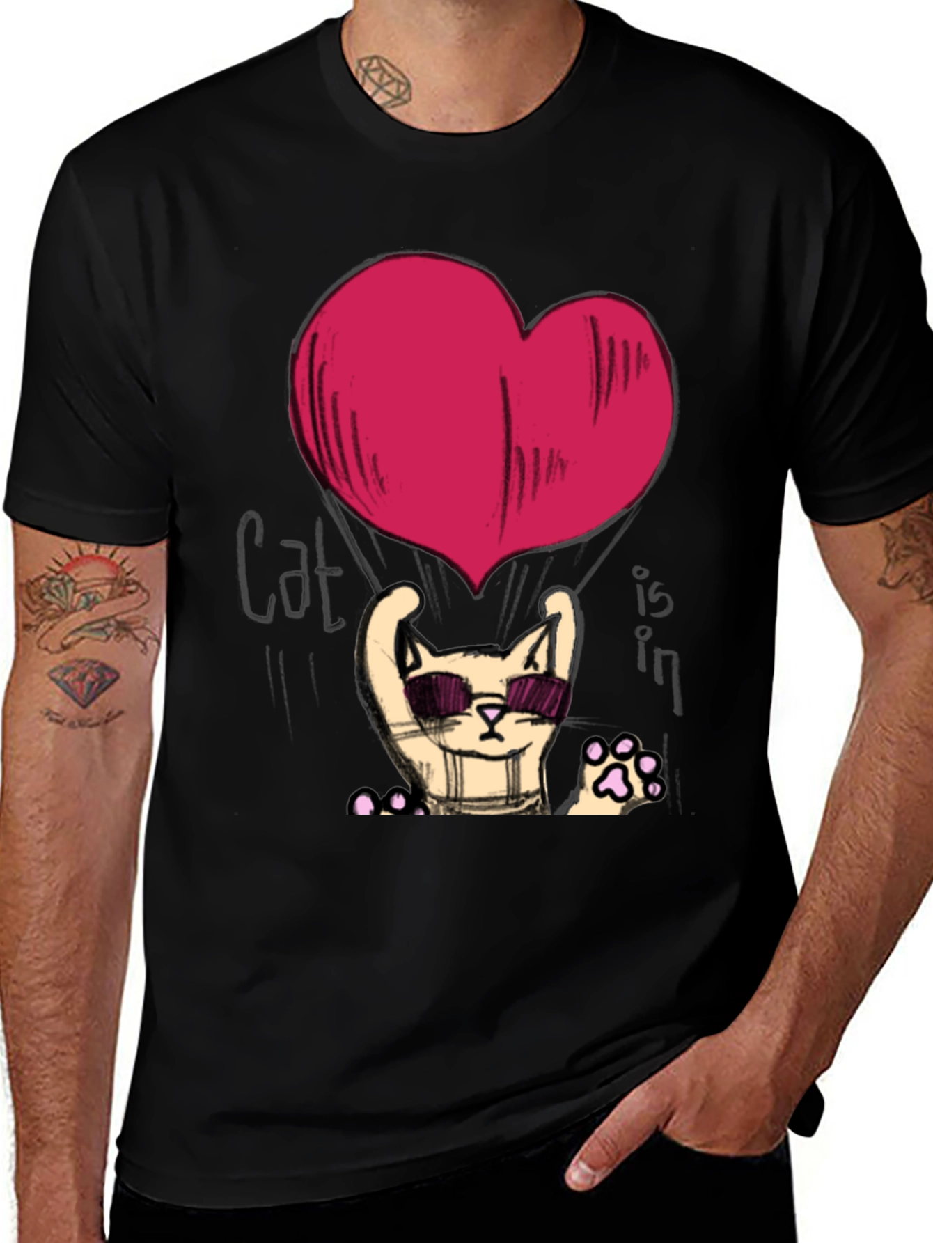 Variant 28 of Cool Cat Heart Graphic T-Shirt