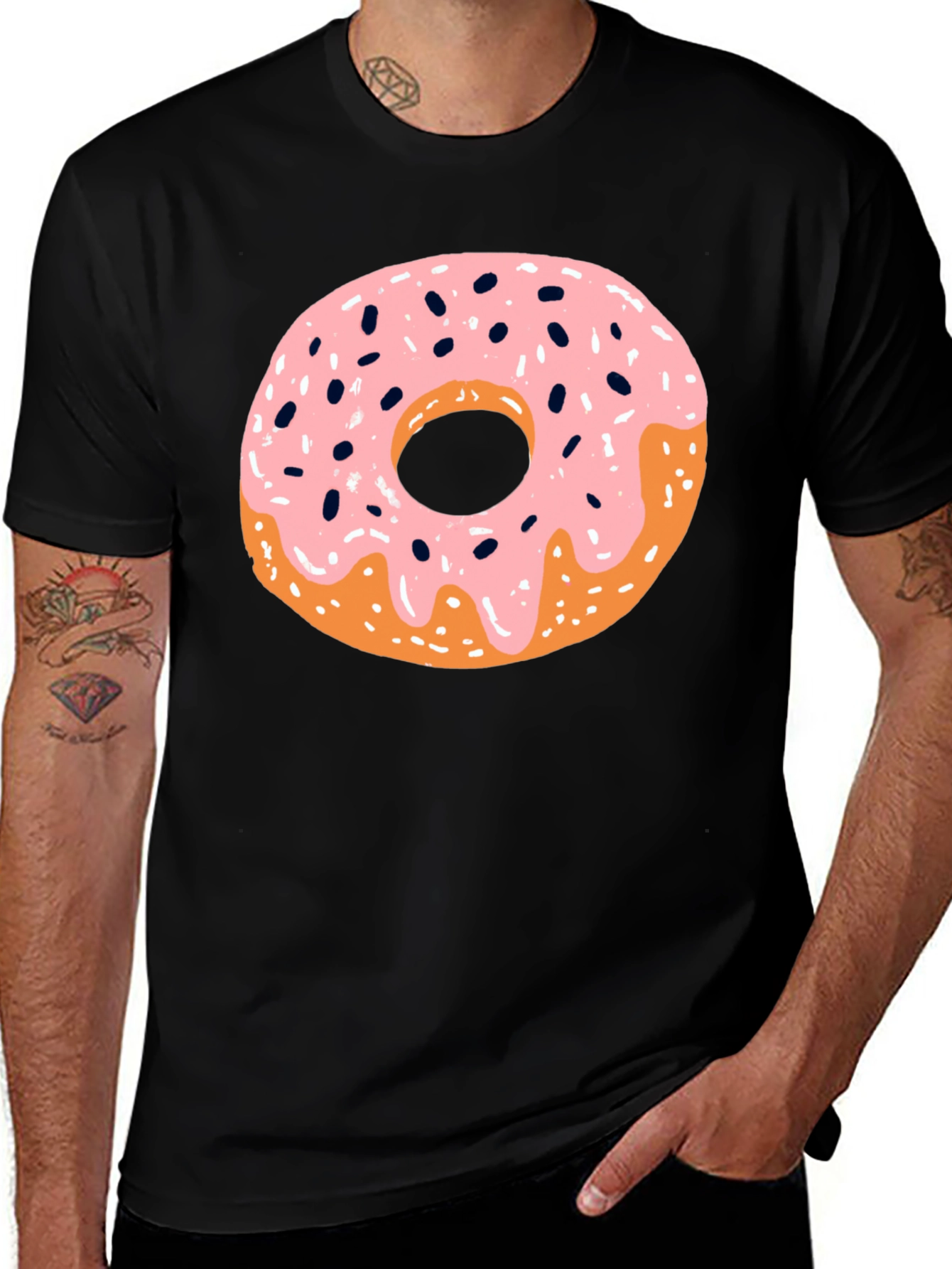 Variant 22 of Donut Graphic Black T-Shirt - Casual Style