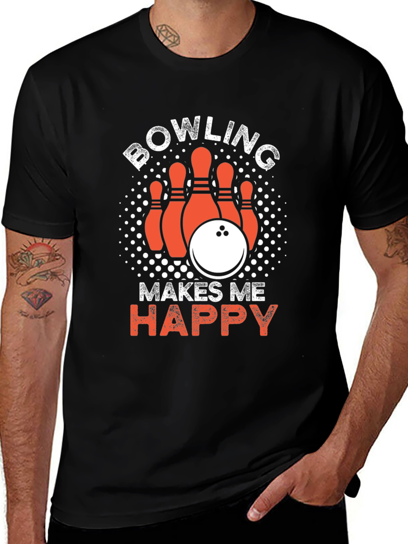 Variant 25 of Bowling Makes Me Happy Black T-Shirt