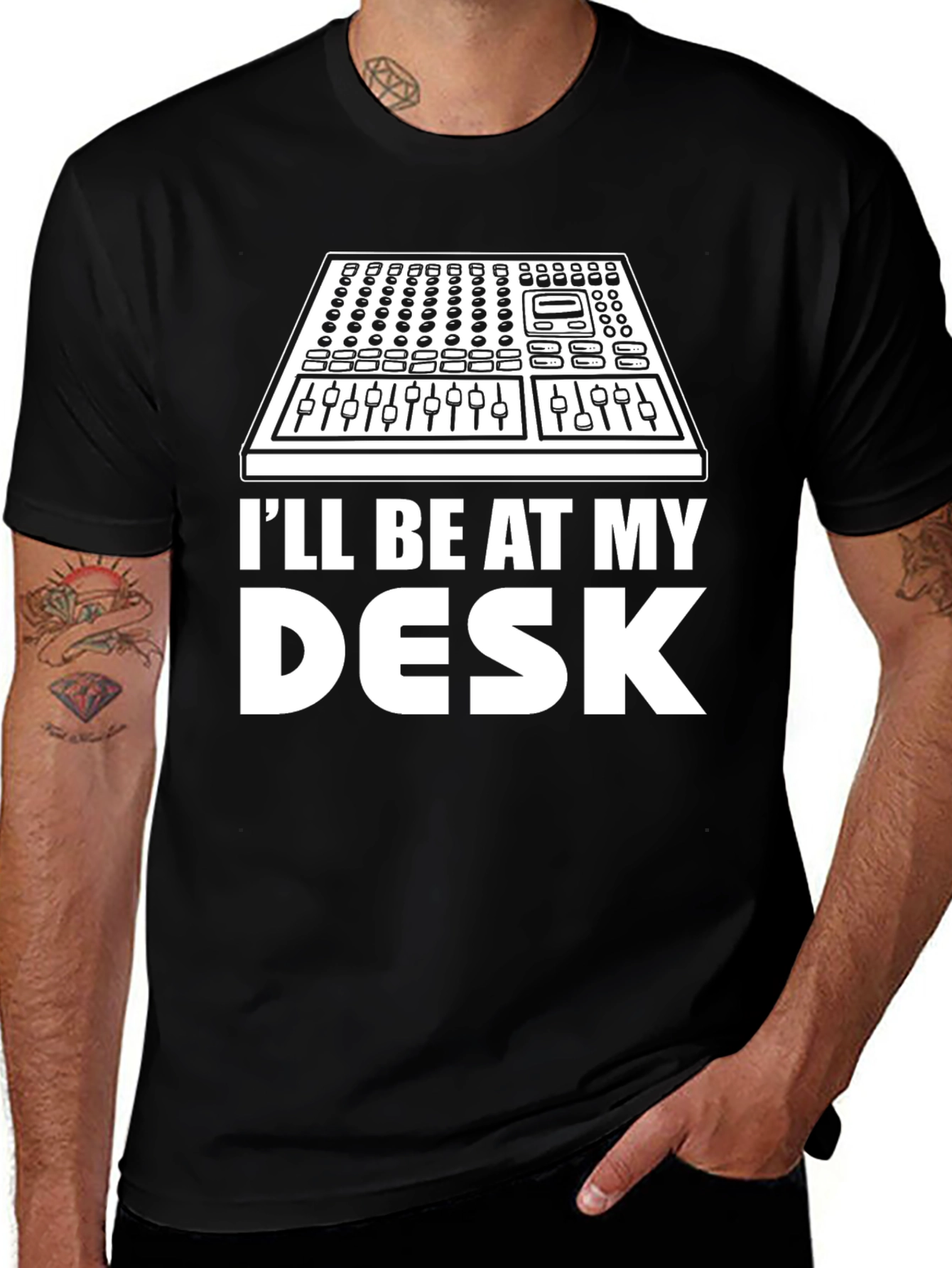 DJ Mixer T-Shirt - I'll Be At My Desk Funny Music Tee