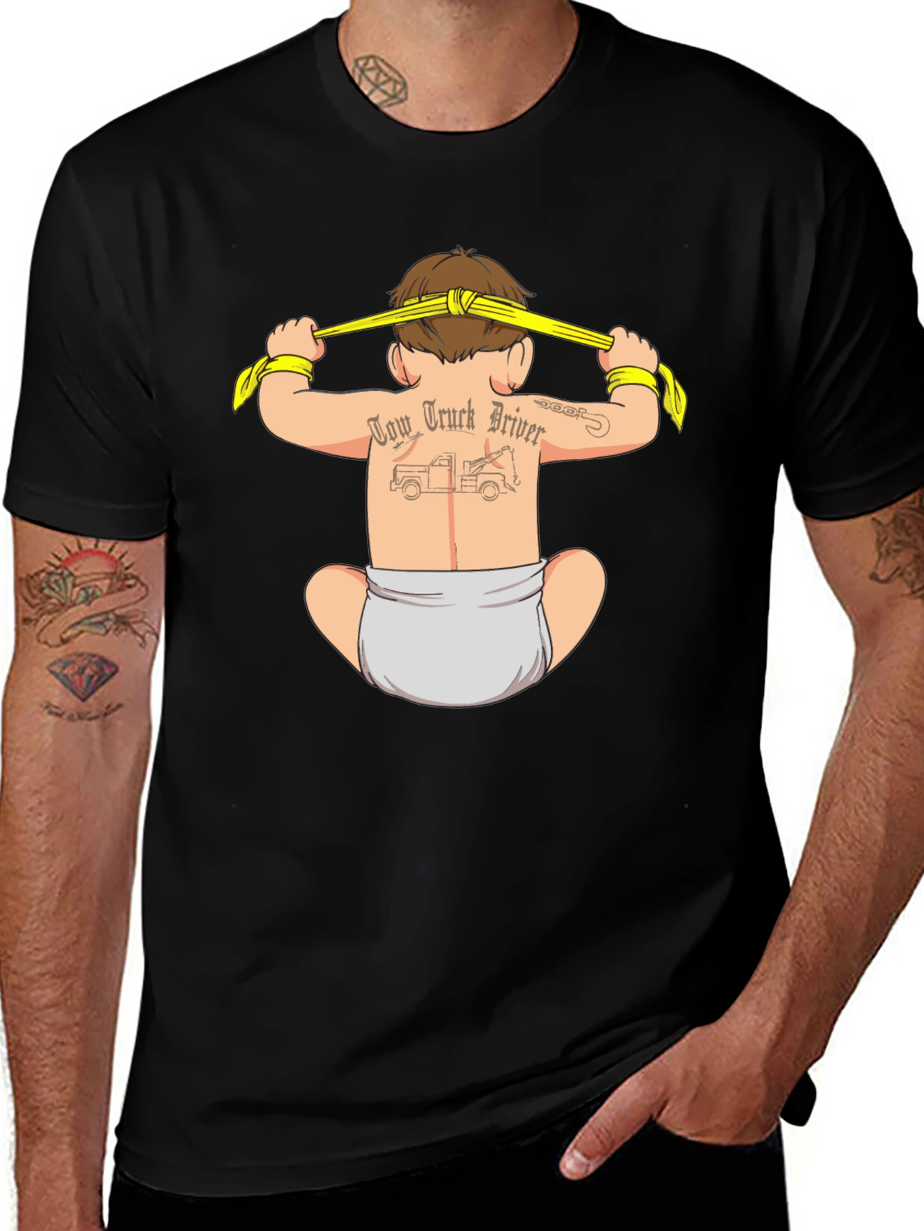 Variant 30 of Tow Truck Driver Baby Tattoo T-Shirt
