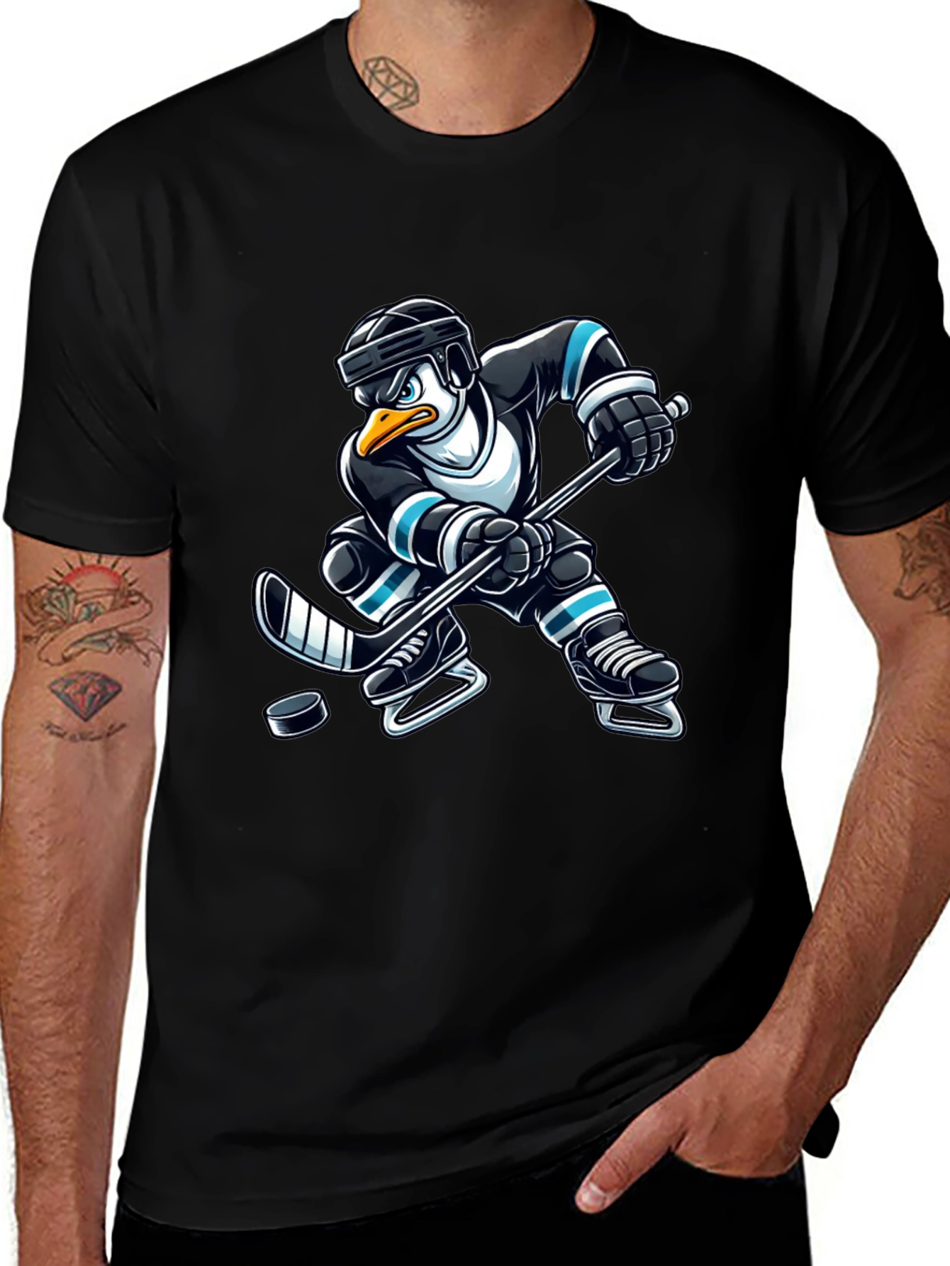 Variant 17 of Penguin Hockey Player Graphic T-Shirt
