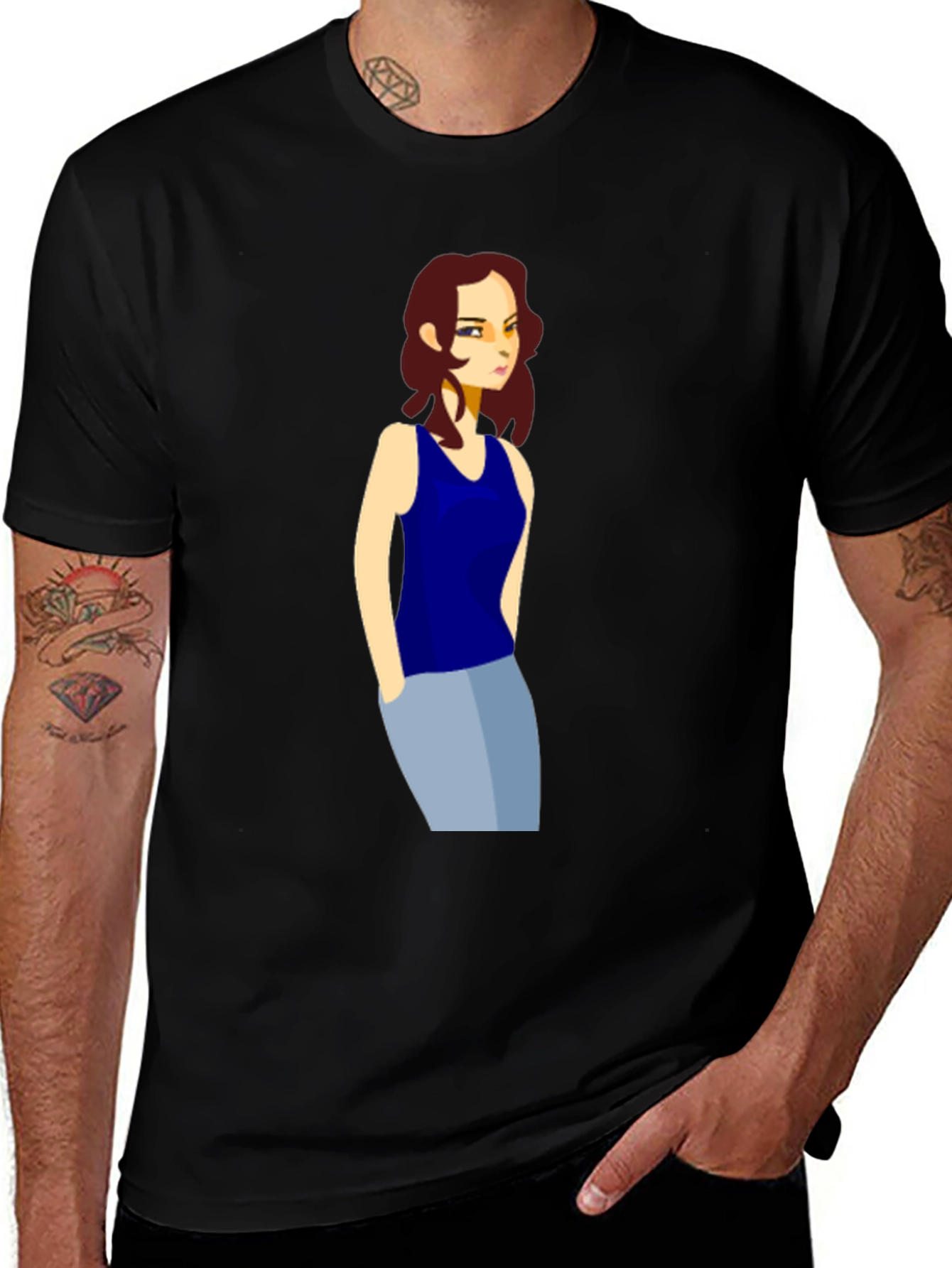 Variant 6 of Modern Graphic Tee - Woman in Blue