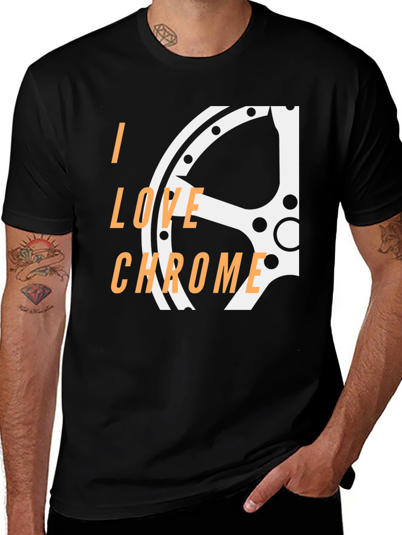Variant 29 of I Love Chrome Graphic Tee - Black Cotton Blend