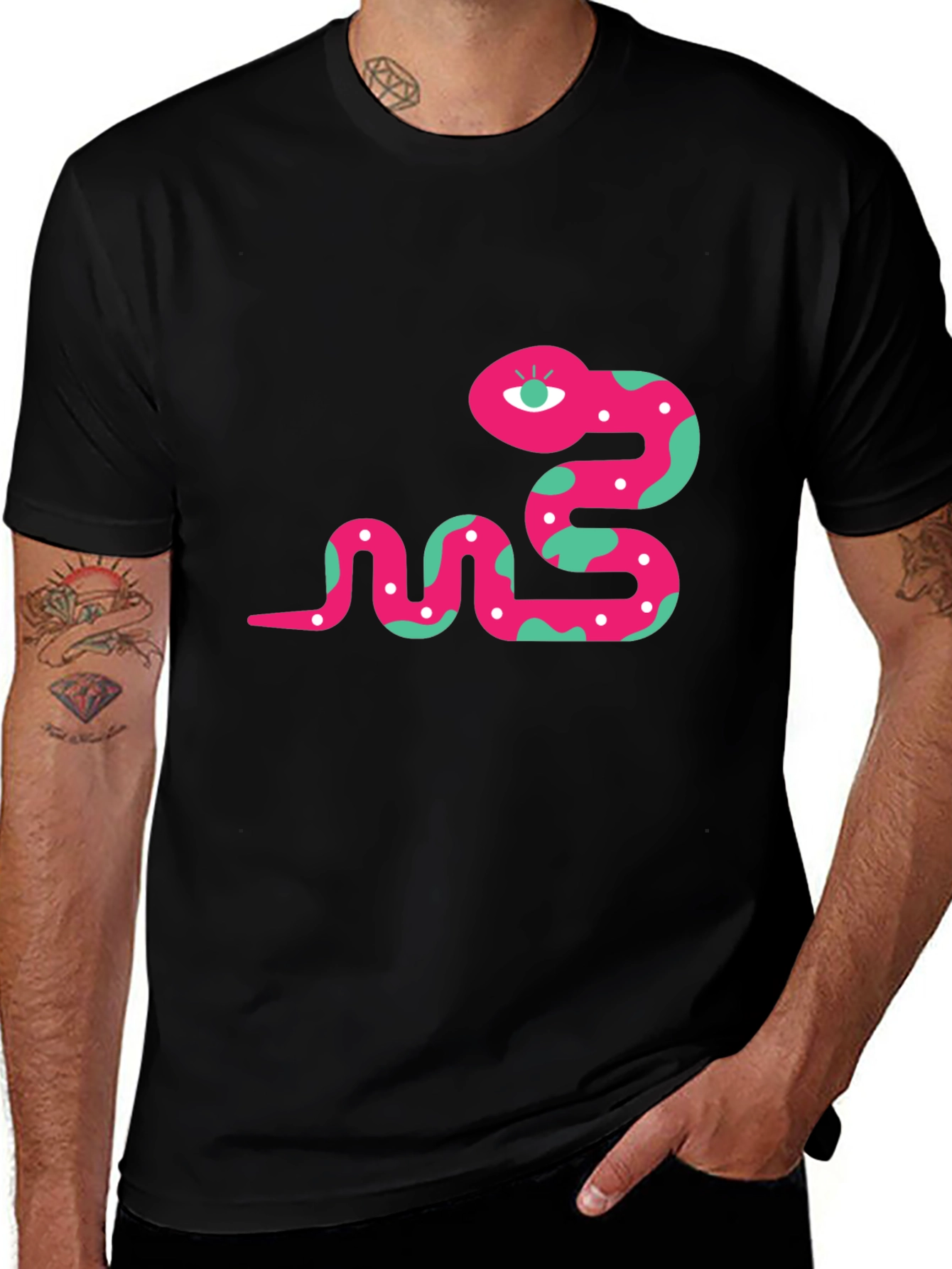 Variant 19 of Funky Snake Graphic Tee - Black