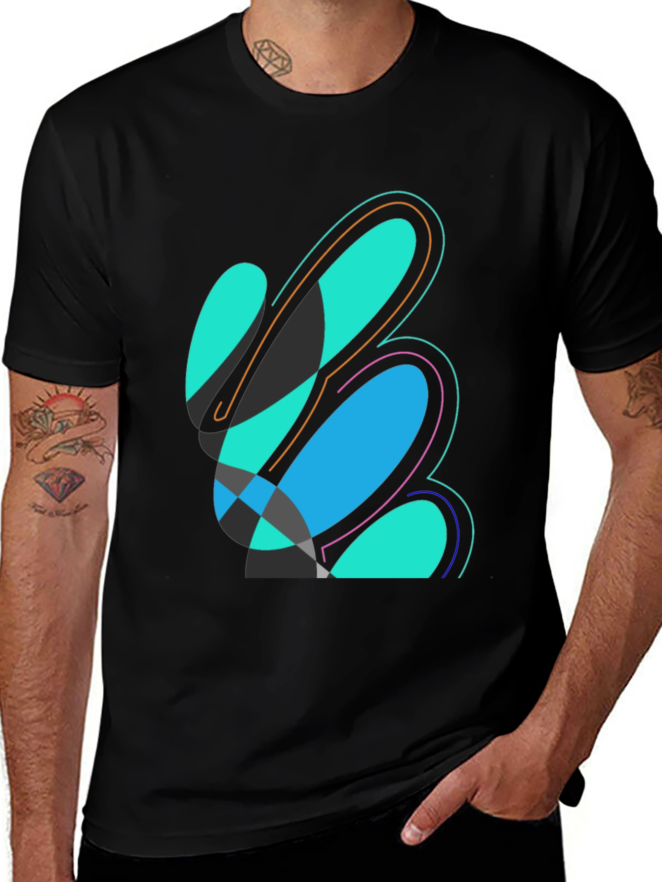 Variant 9 of Abstract Graphic Print Black T-Shirt