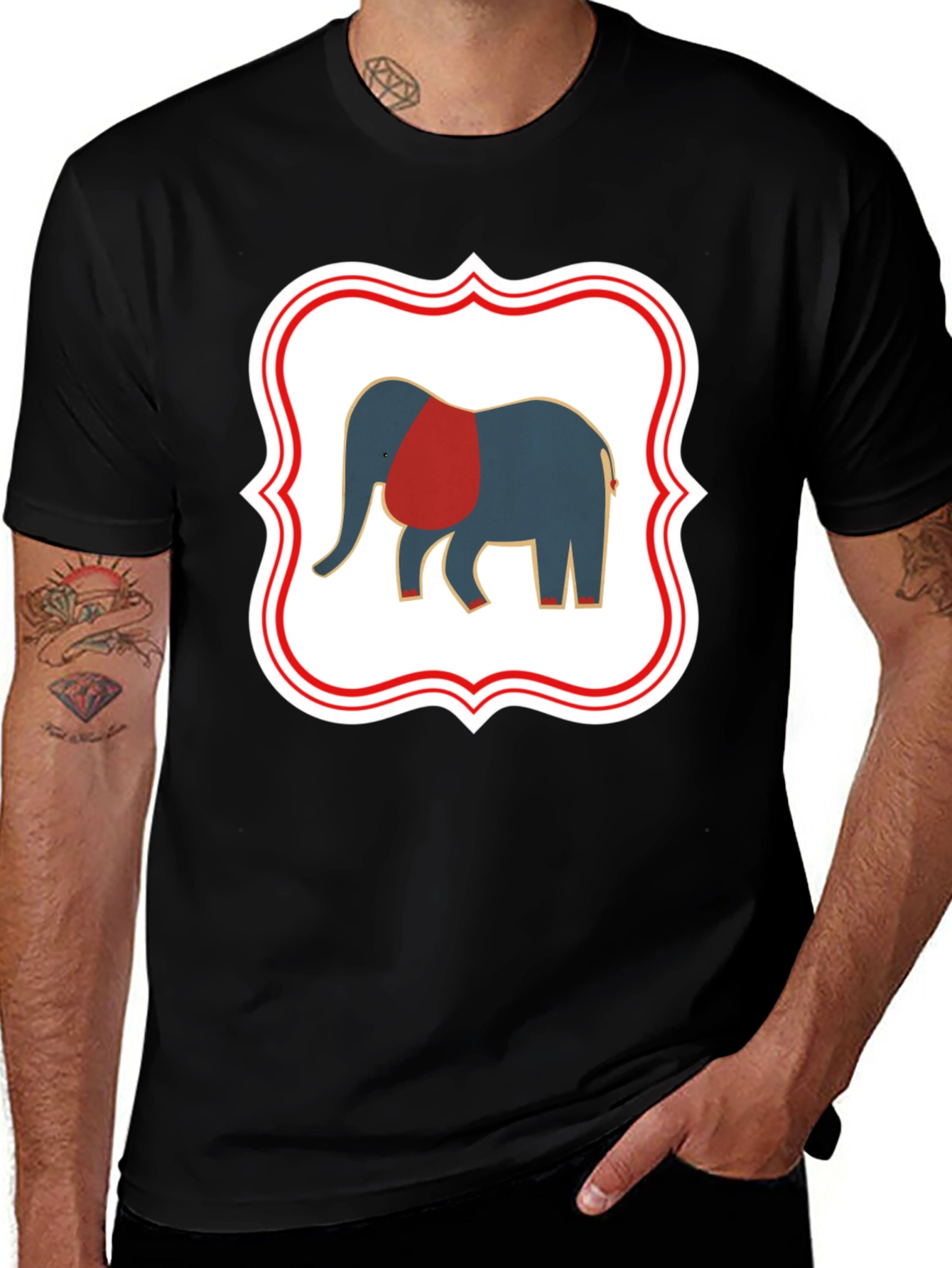 Elephant Graphic Tee - Stylish Black Cotton T-Shirt