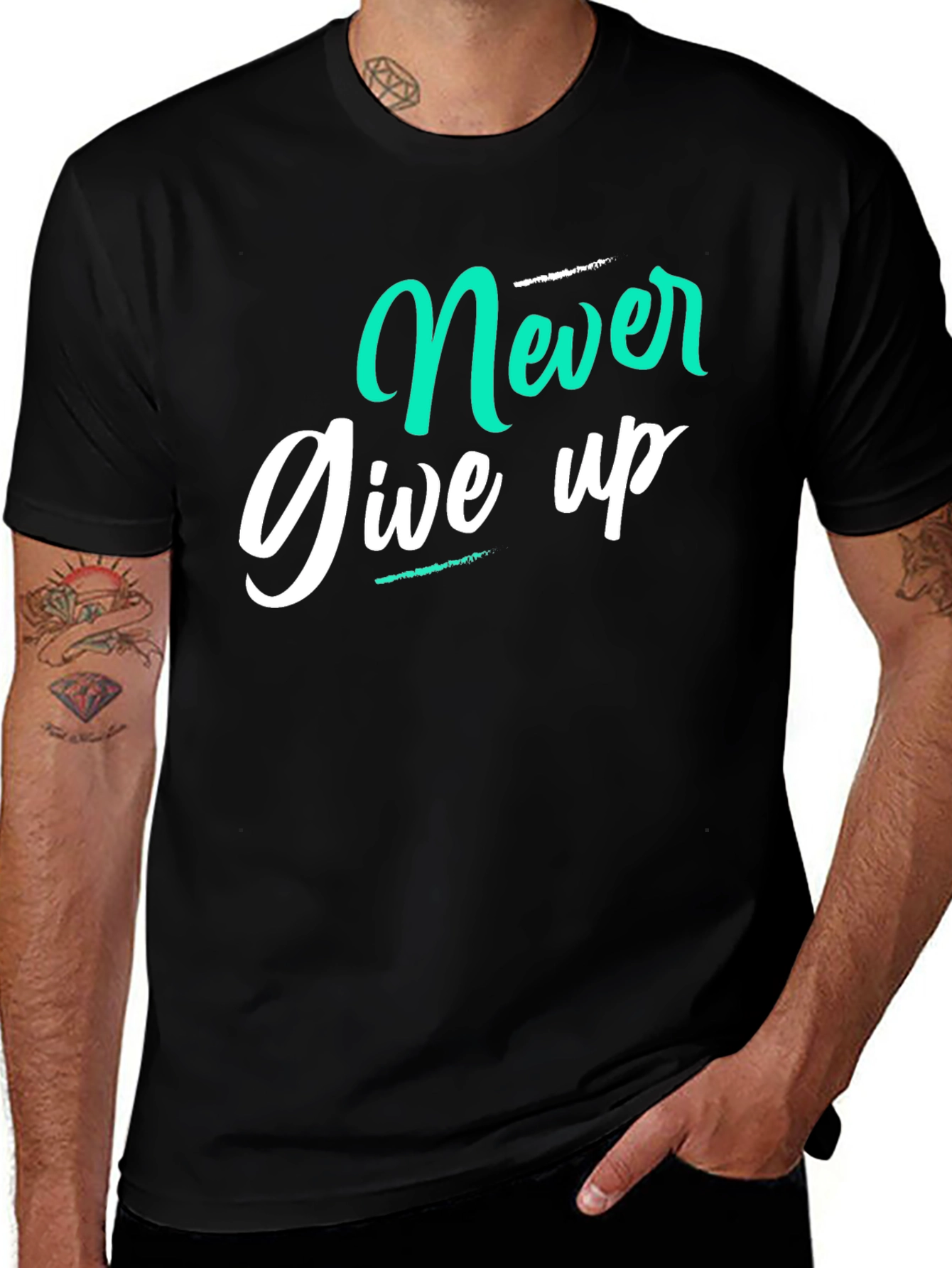 Variant 20 of Never Give Up Graphic Tee - Black T-Shirt
