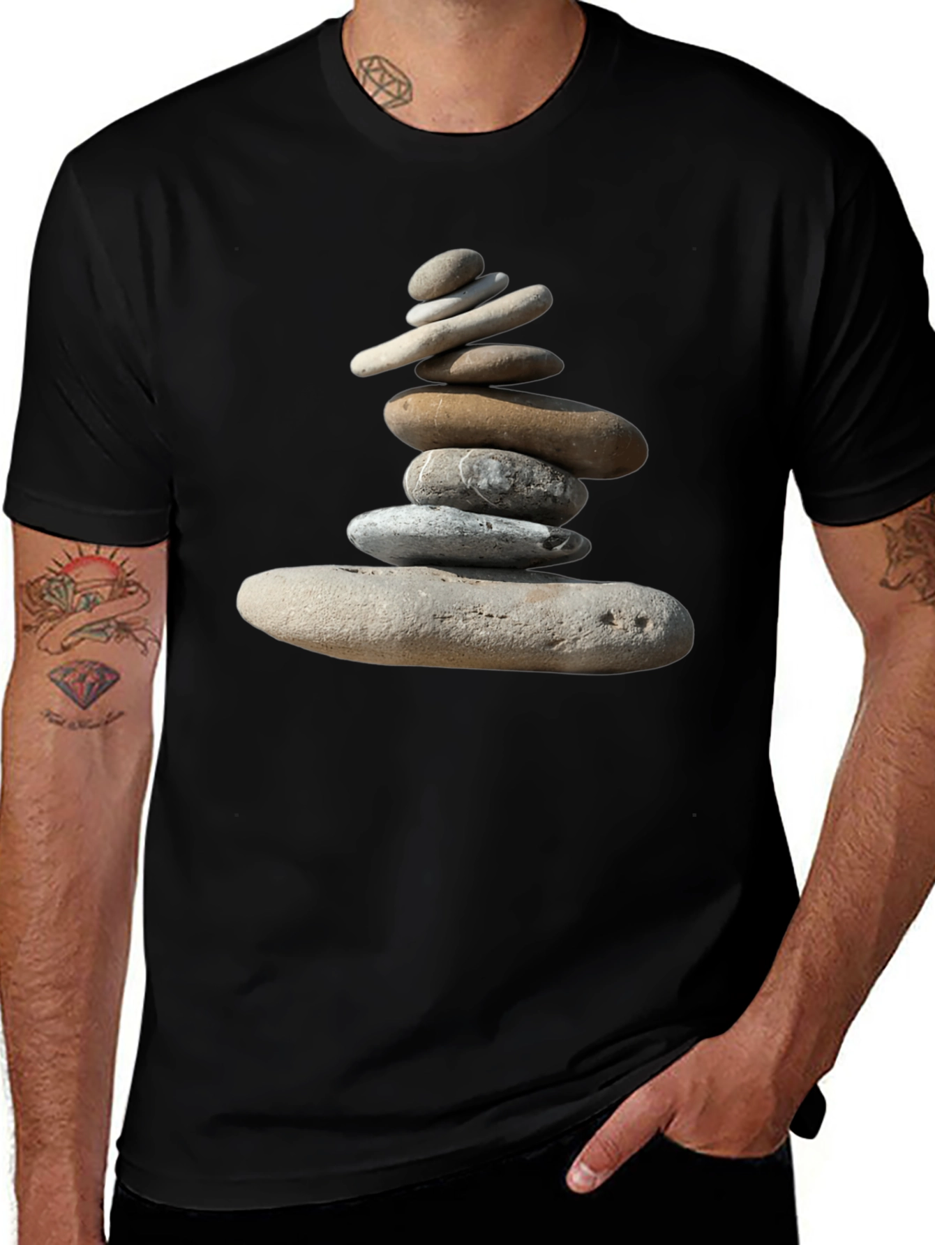 Variant 9 of Zen Stone Stack Graphic Tee - Balance & Harmony