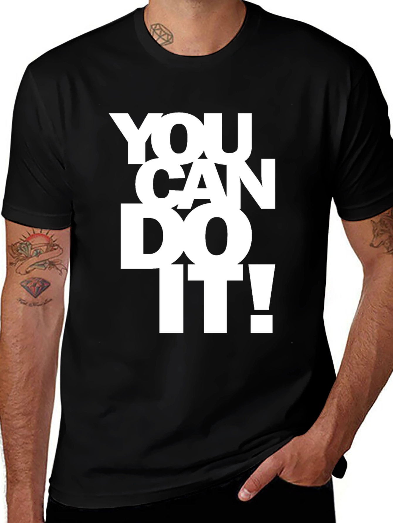 Variant 6 of Motivational 'You Can Do It!' Black T-Shirt