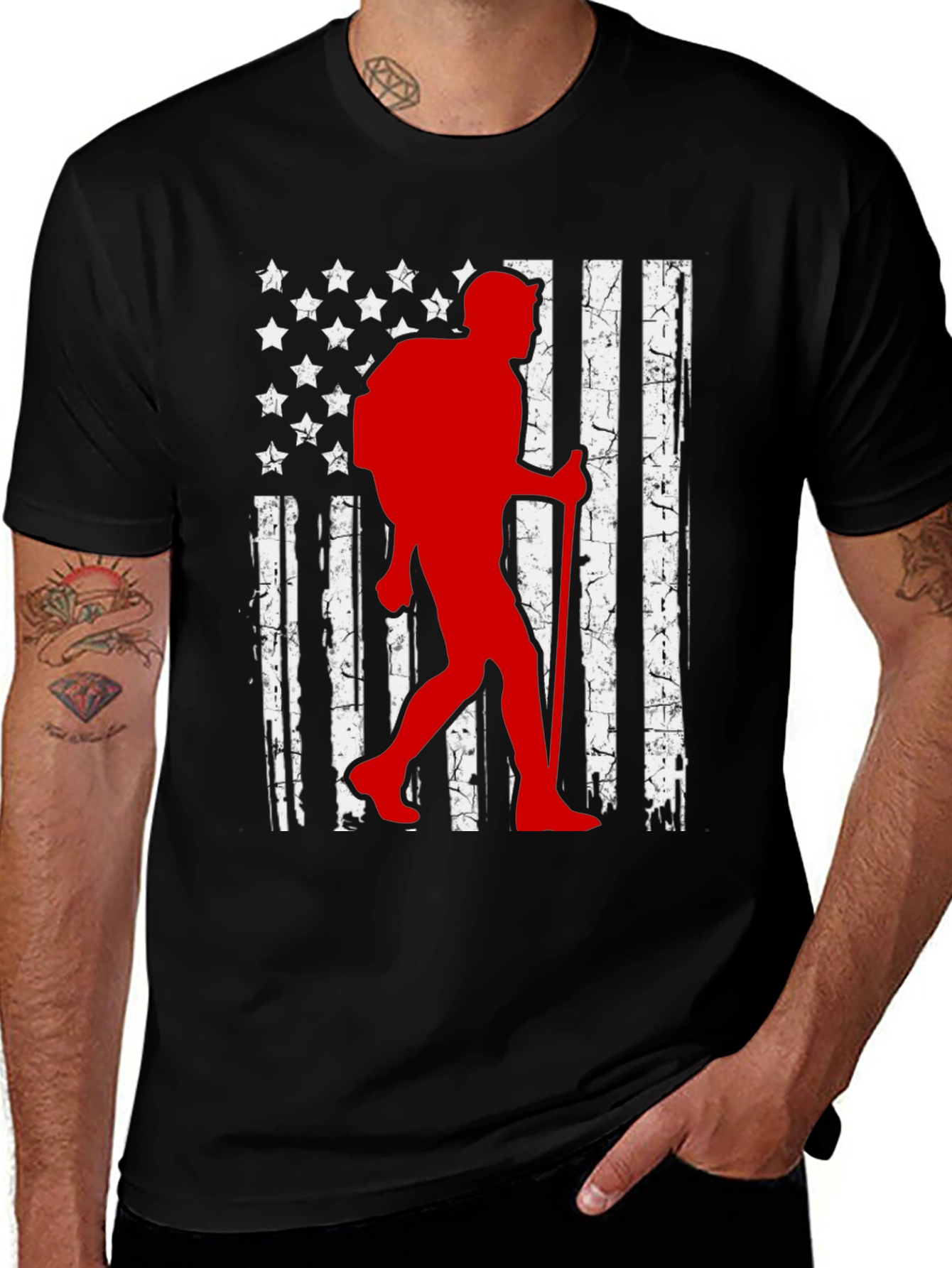 Variant 10 of Hiking USA Flag Graphic Tee