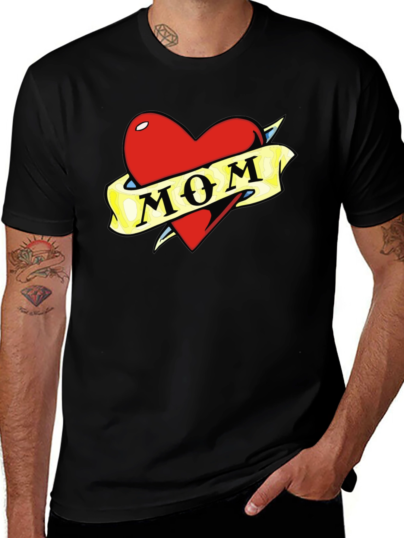 Variant 29 of Mom Heart Tattoo Black T-Shirt
